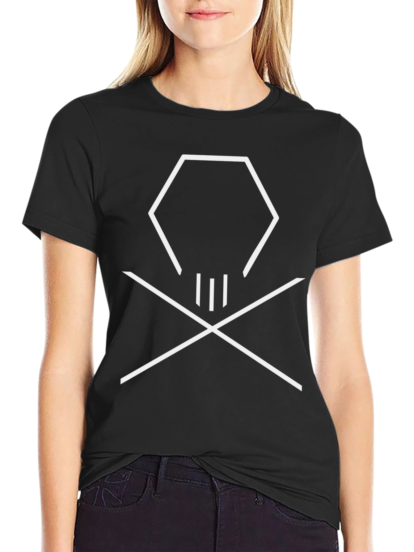 Geometric Skull & Crossbones Black Tee