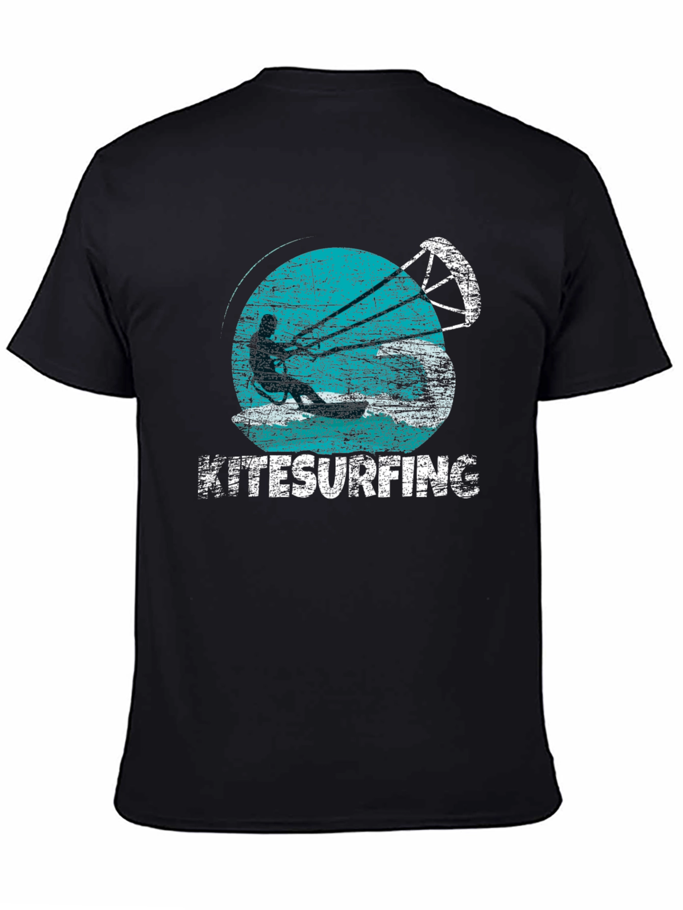 Kitesurfing Graphic Tee - Black Cotton T-Shirt