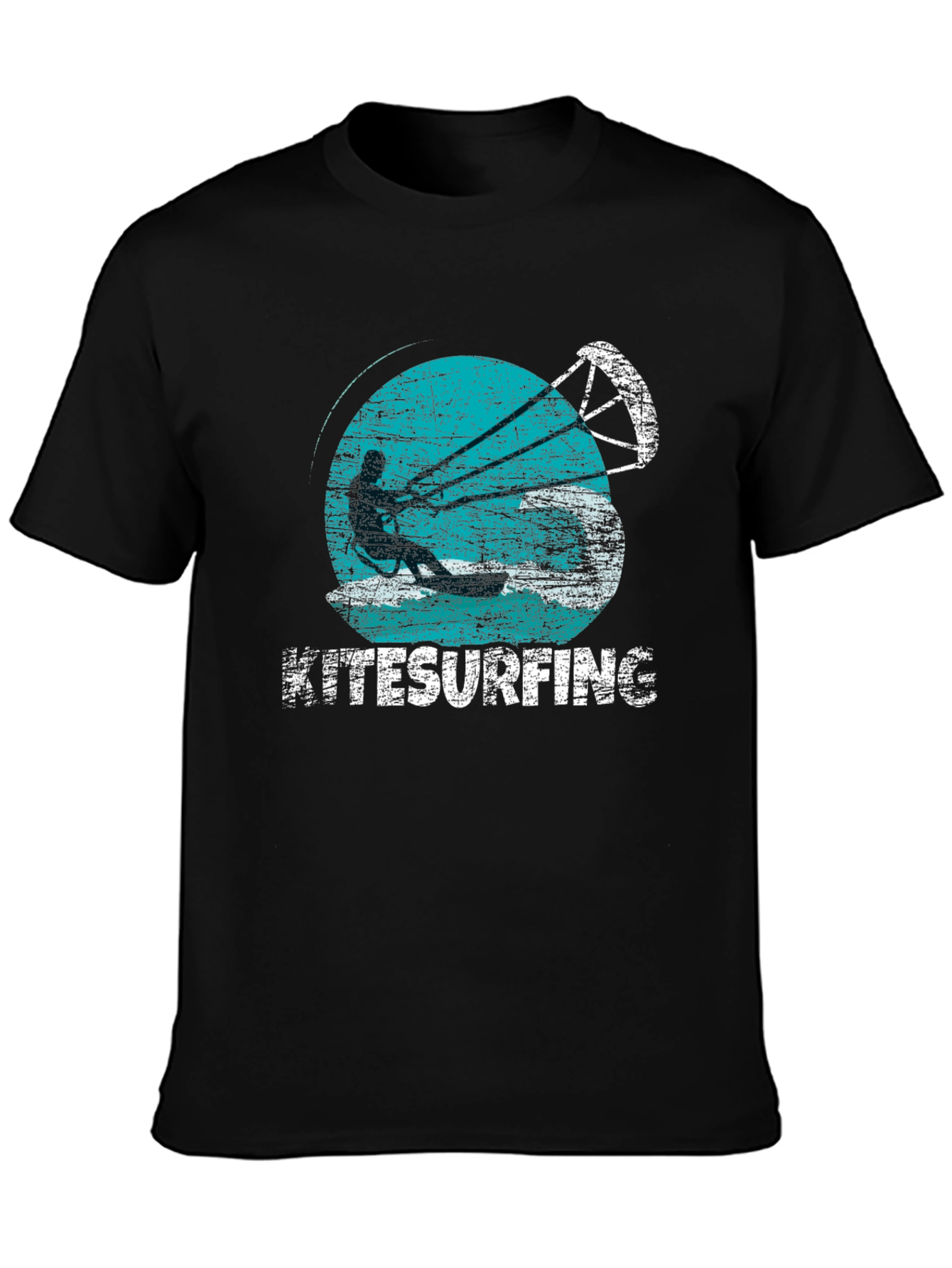 Kitesurfing Graphic Tee - Black Cotton T-Shirt