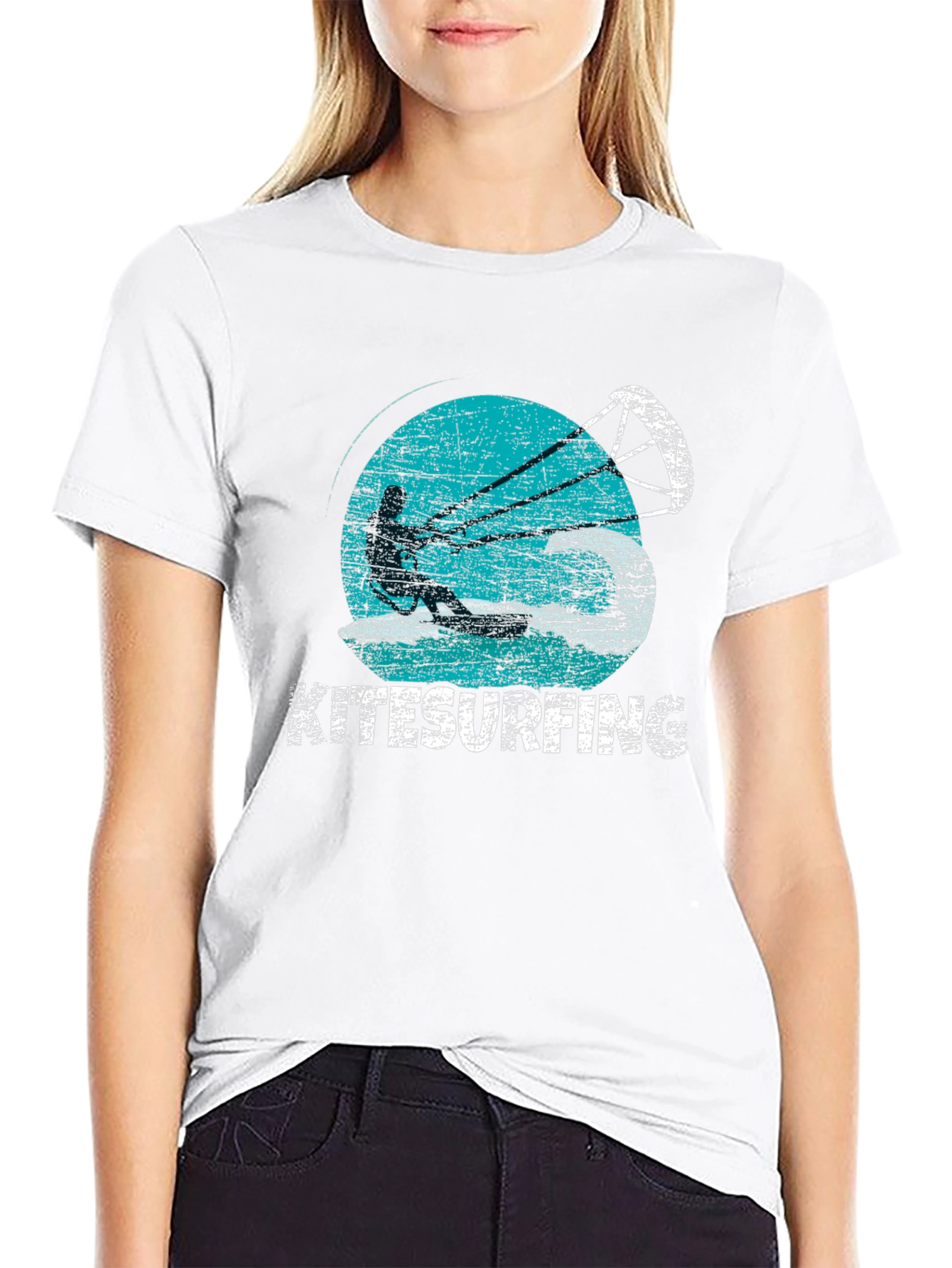 Kitesurfing Graphic Tee - Black Cotton T-Shirt