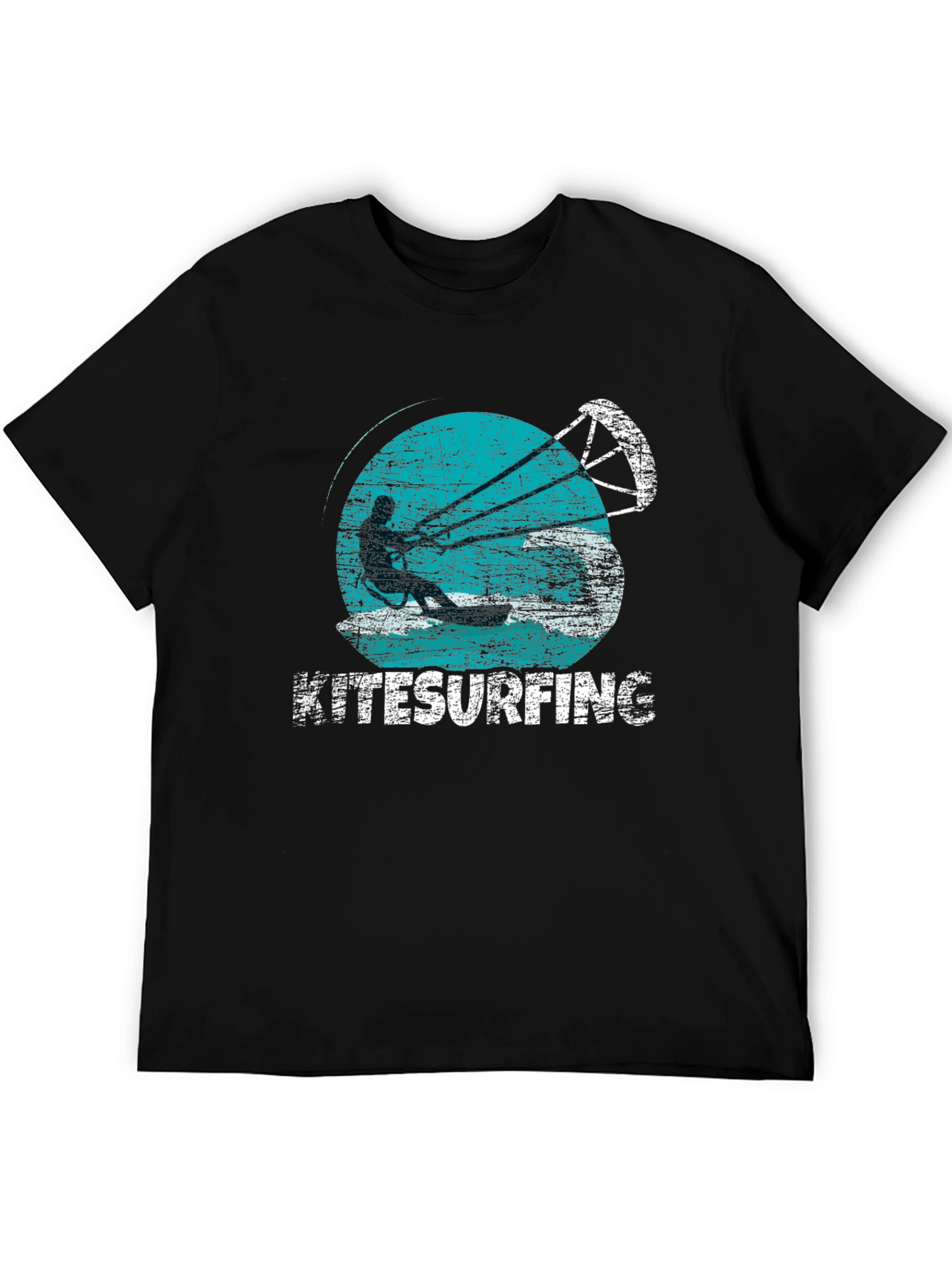 Kitesurfing Graphic Tee - Black Cotton T-Shirt