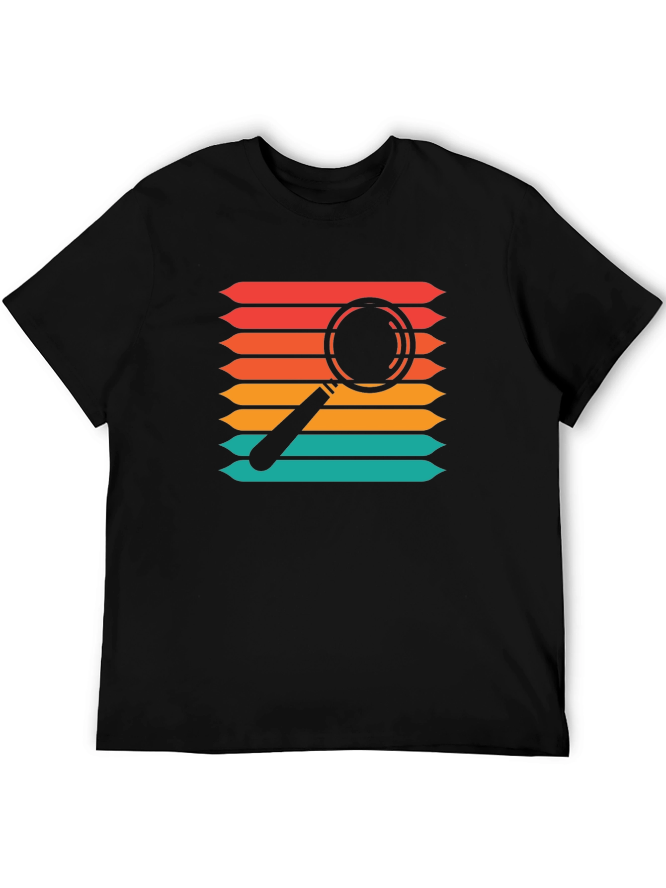 Retro Magnifying Glass Graphic Tee - Black T-Shirt