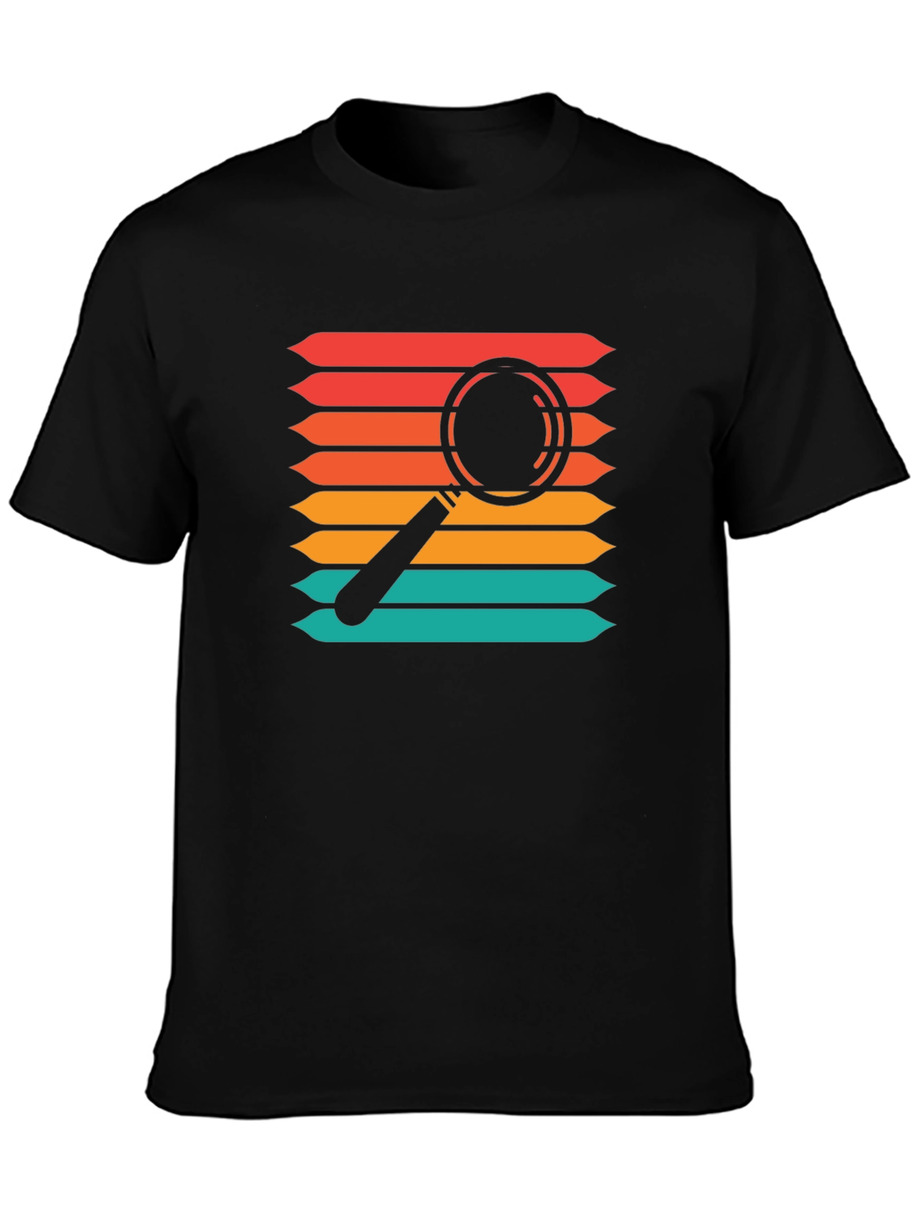 Retro Magnifying Glass Graphic Tee - Black T-Shirt