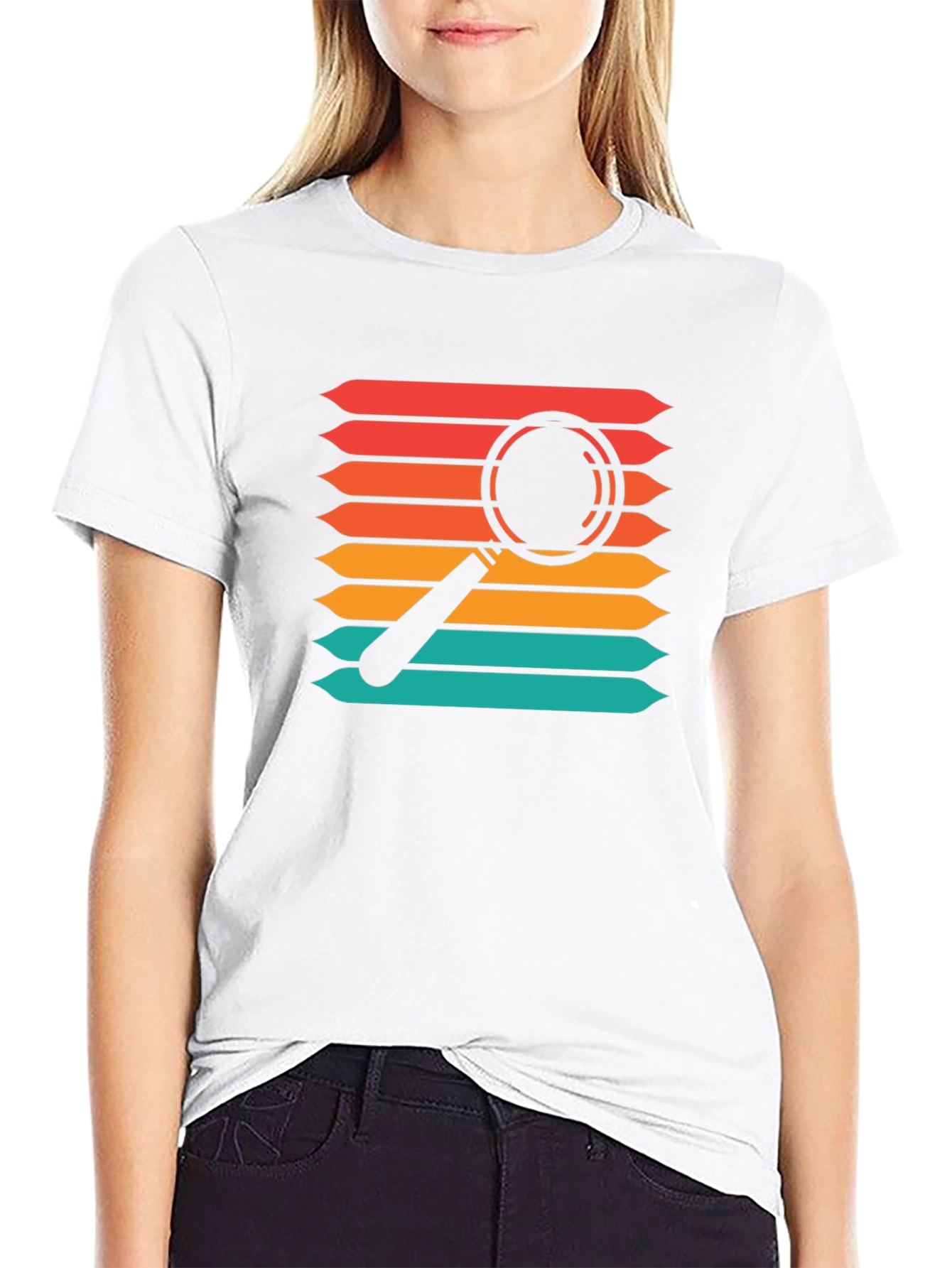 Retro Magnifying Glass Graphic Tee - Black T-Shirt