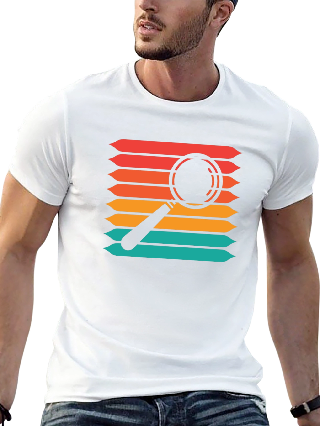 Retro Magnifying Glass Graphic Tee - Black T-Shirt