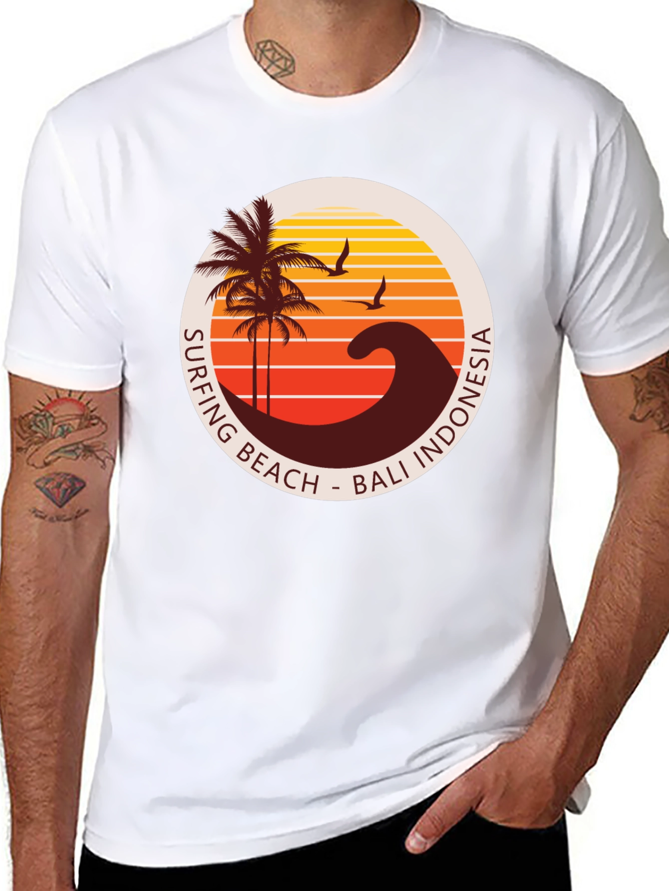 Surfing Beach Bali Indonesia Graphic T-Shirt