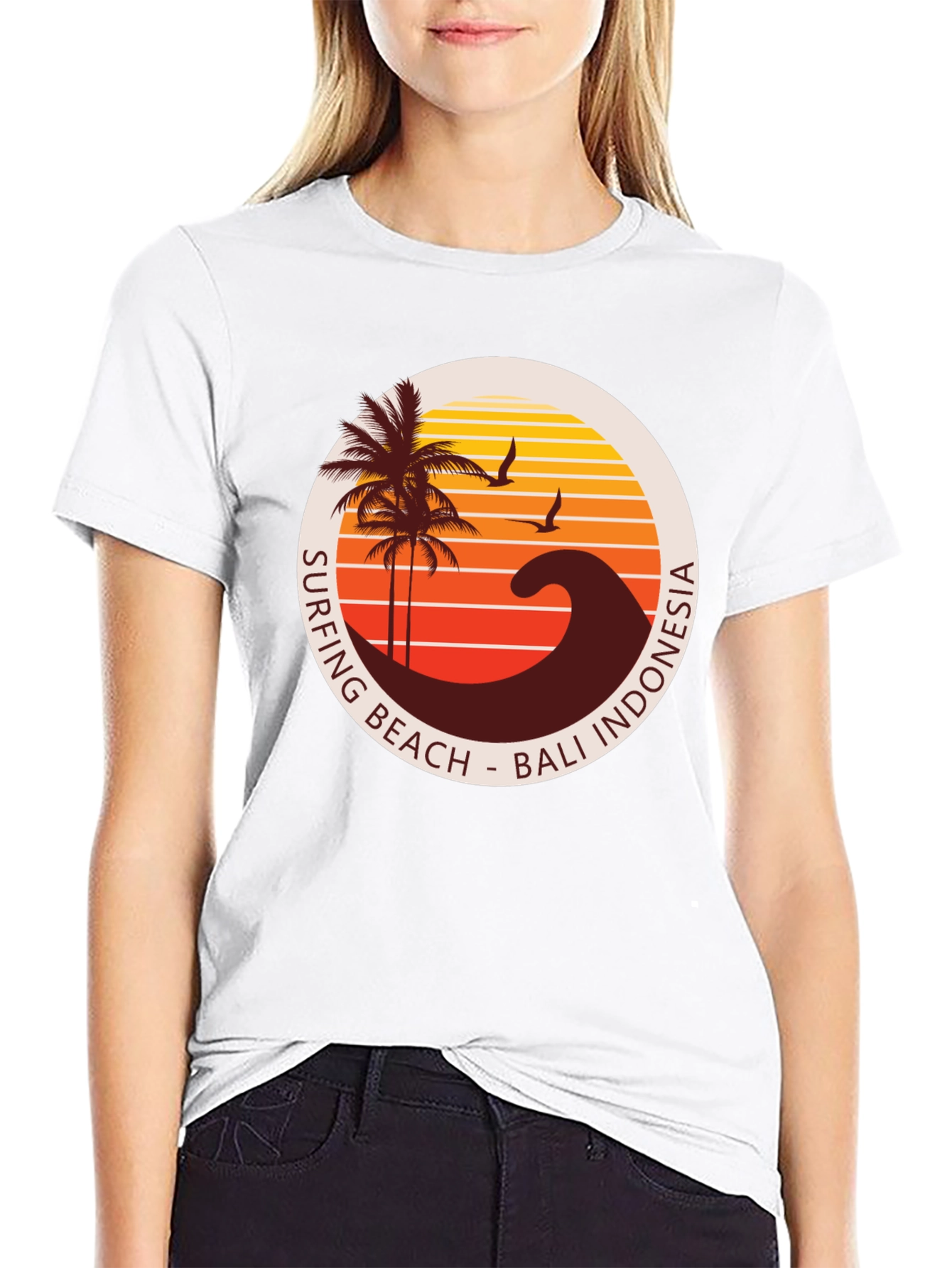 Surfing Beach Bali Indonesia Graphic T-Shirt