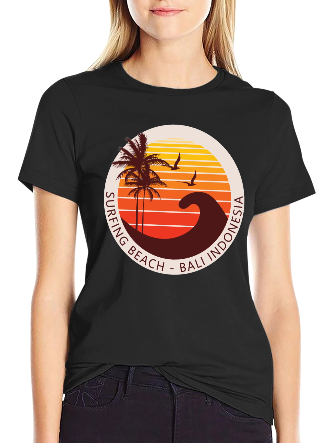 Surfing Beach Bali Indonesia Graphic T-Shirt