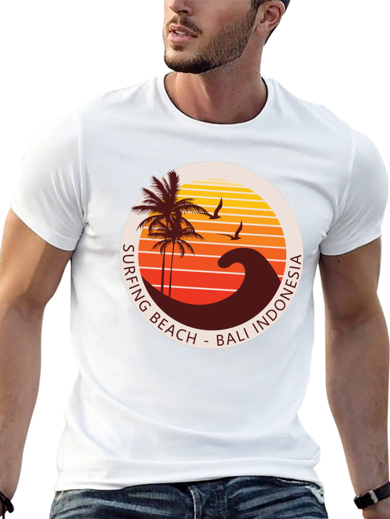 Surfing Beach Bali Indonesia Graphic T-Shirt