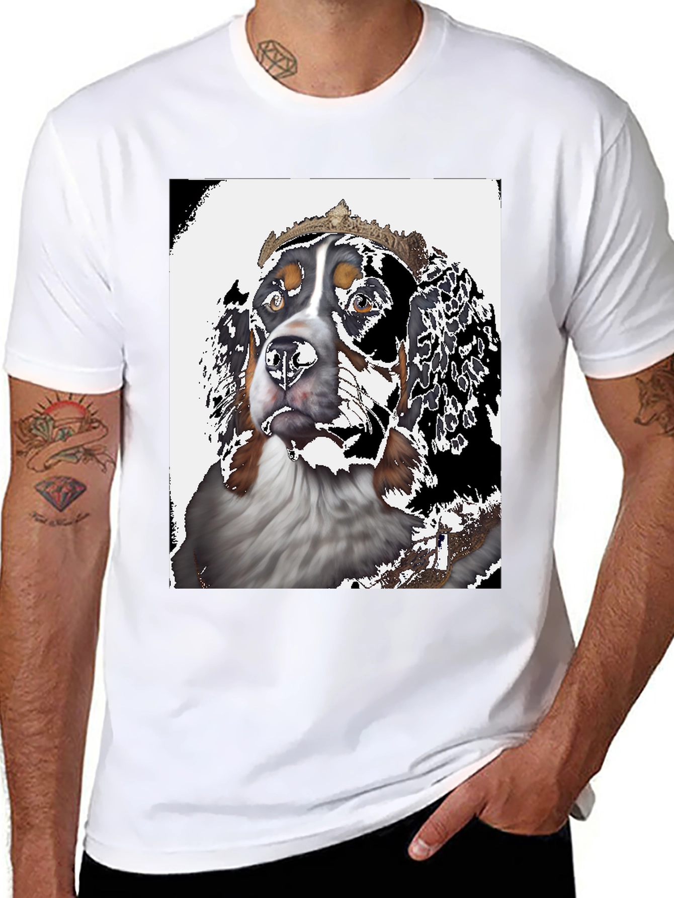 Royal Dog Graphic Tee - Black Cotton T-Shirt