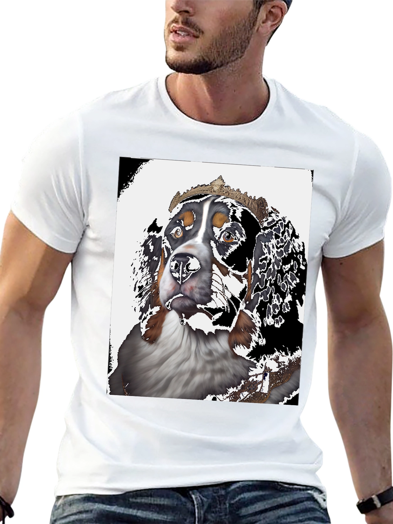Royal Dog Graphic Tee - Black Cotton T-Shirt