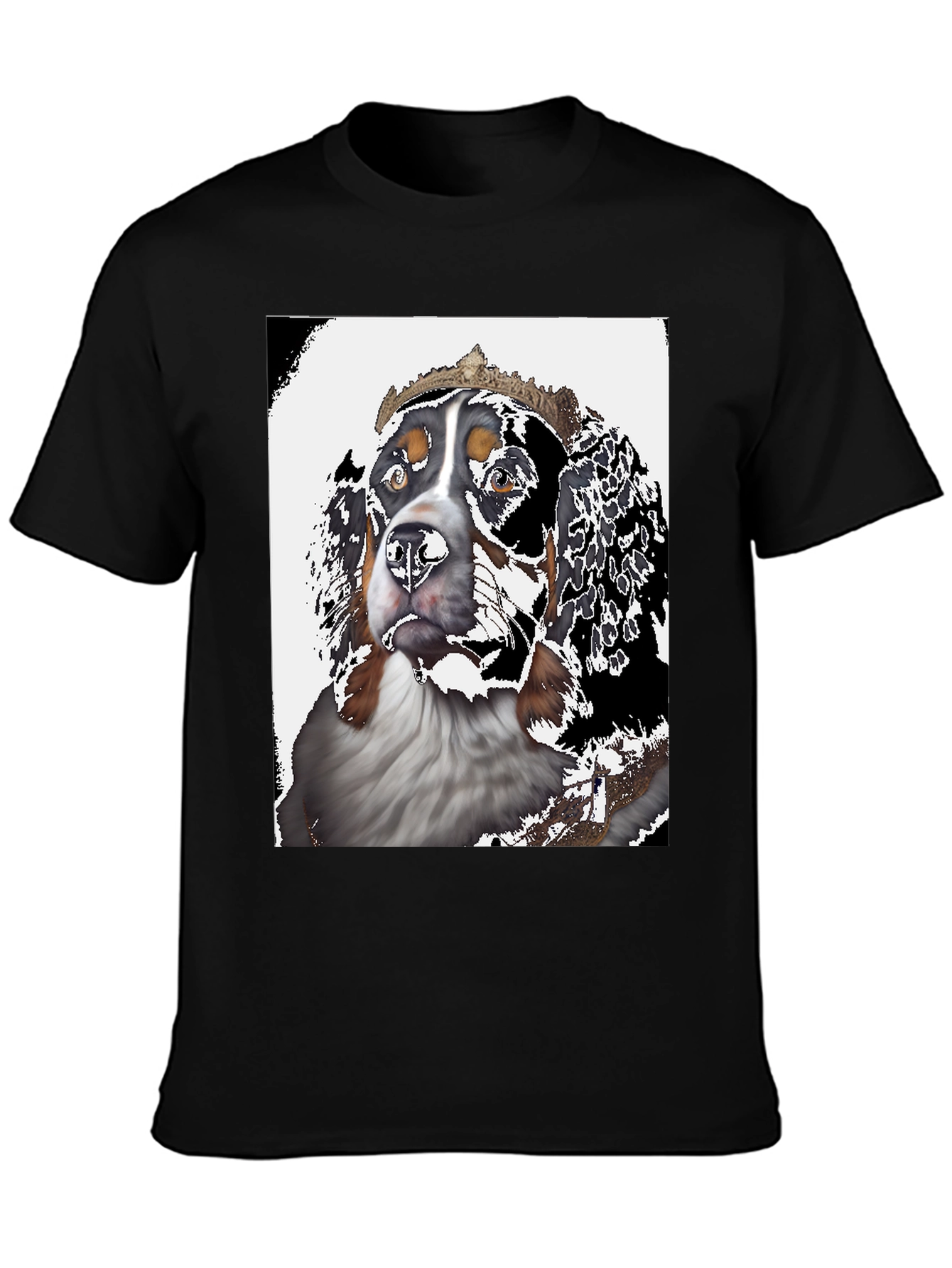 Royal Dog Graphic Tee - Black Cotton T-Shirt