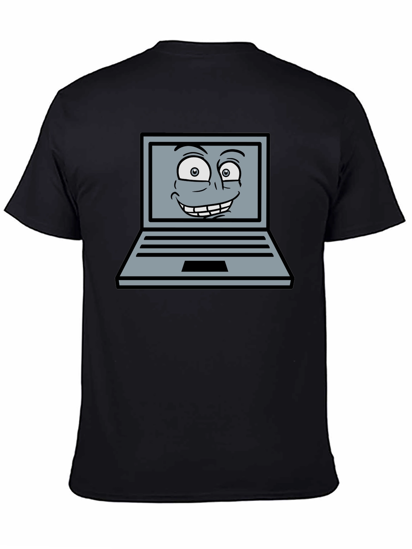 Funny Cartoon Laptop Graphic T-Shirt
