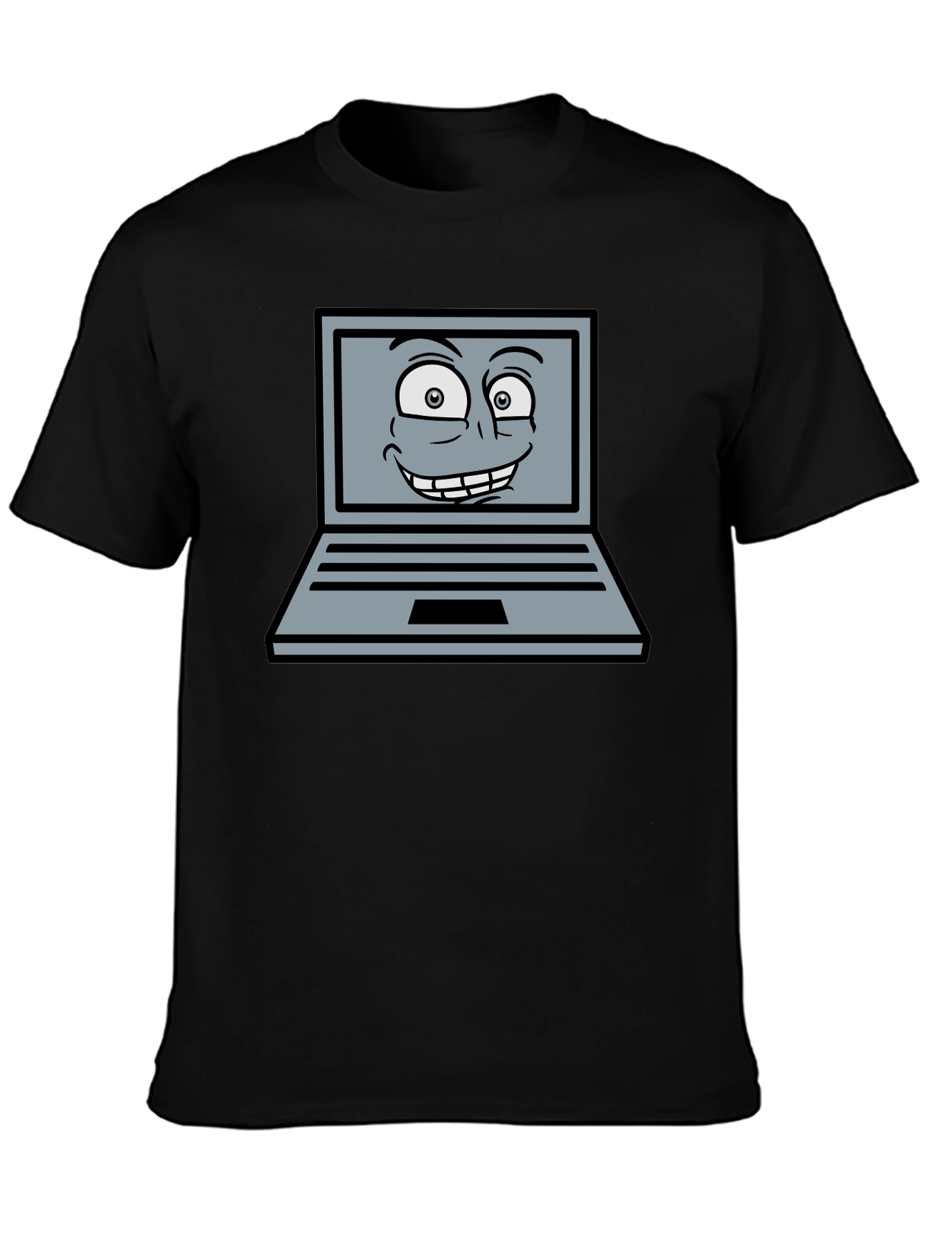 Funny Cartoon Laptop Graphic T-Shirt