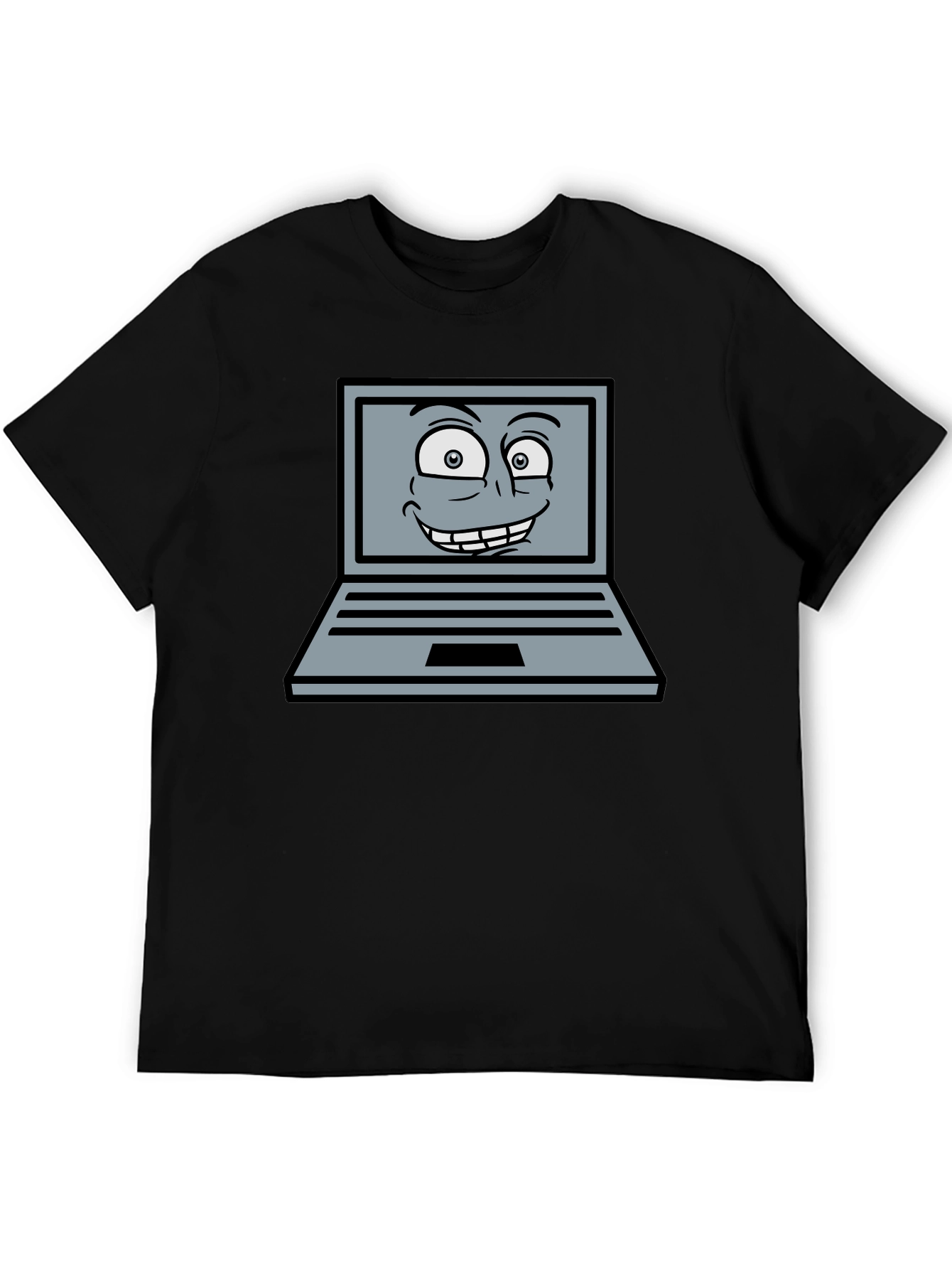 Funny Cartoon Laptop Graphic T-Shirt