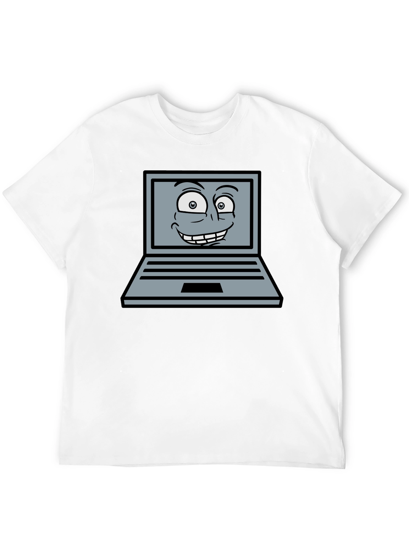 Funny Cartoon Laptop Graphic T-Shirt