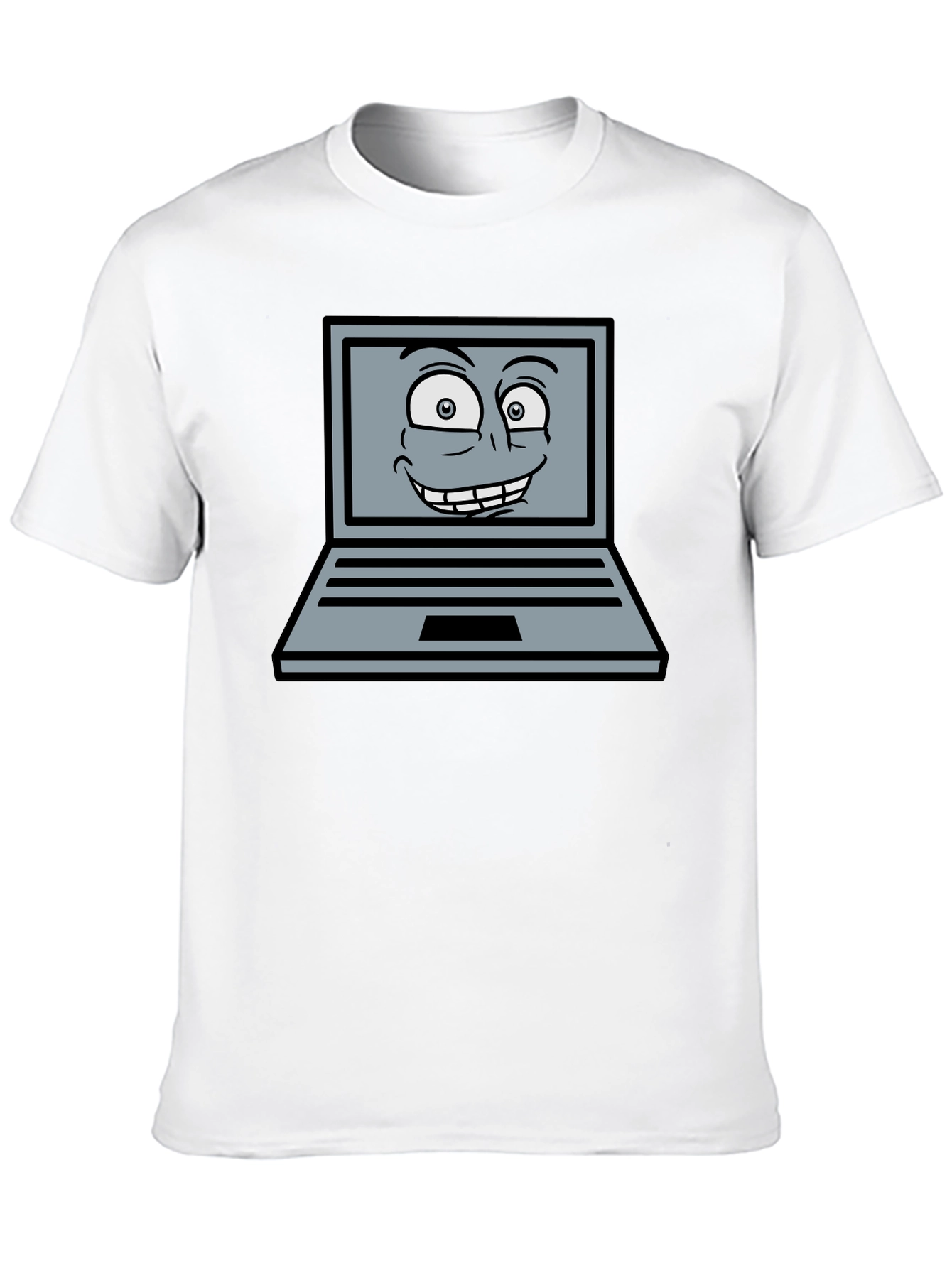 Funny Cartoon Laptop Graphic T-Shirt