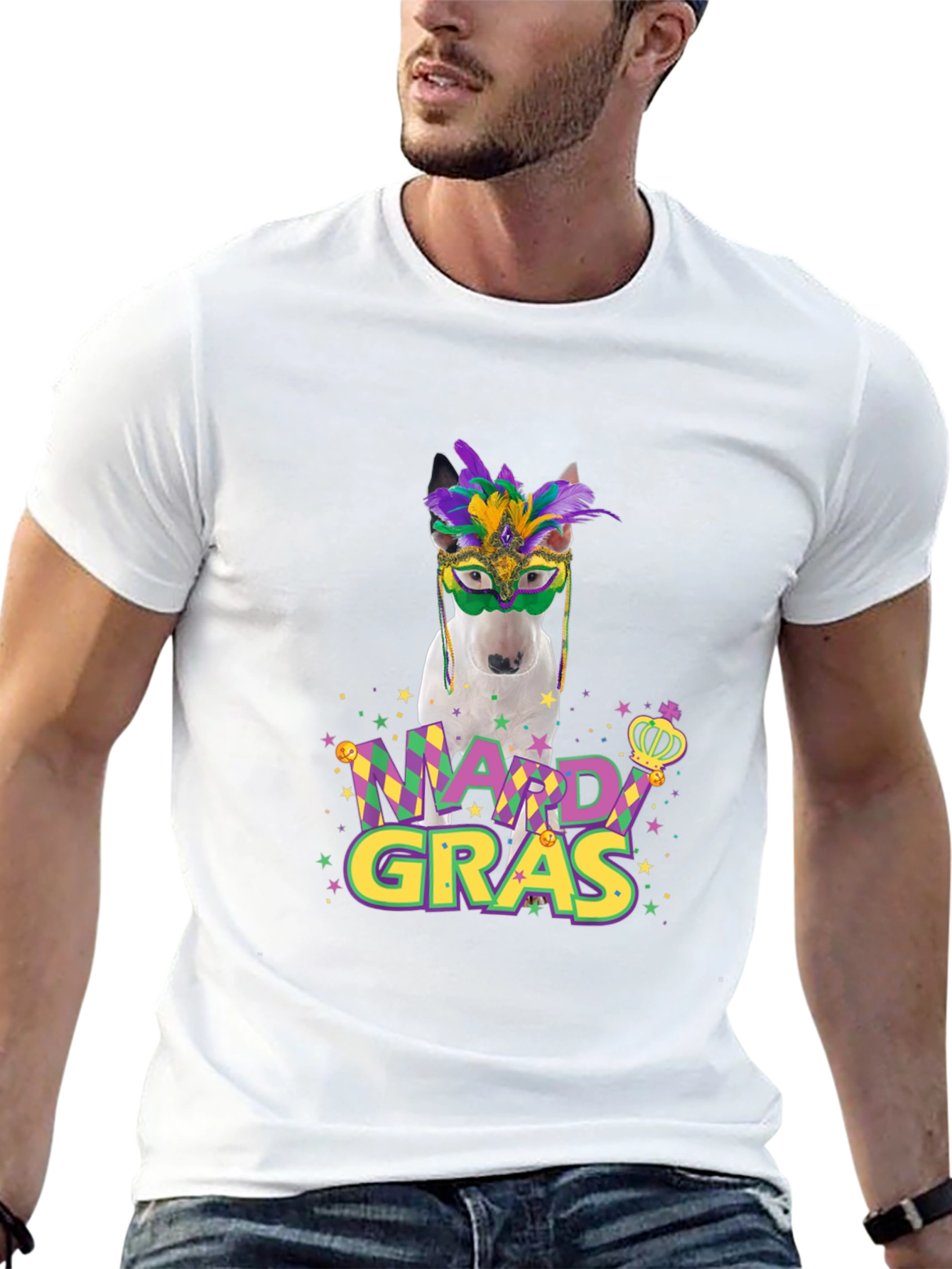 Mardi Gras Dog T-Shirt - Funny Party Tee