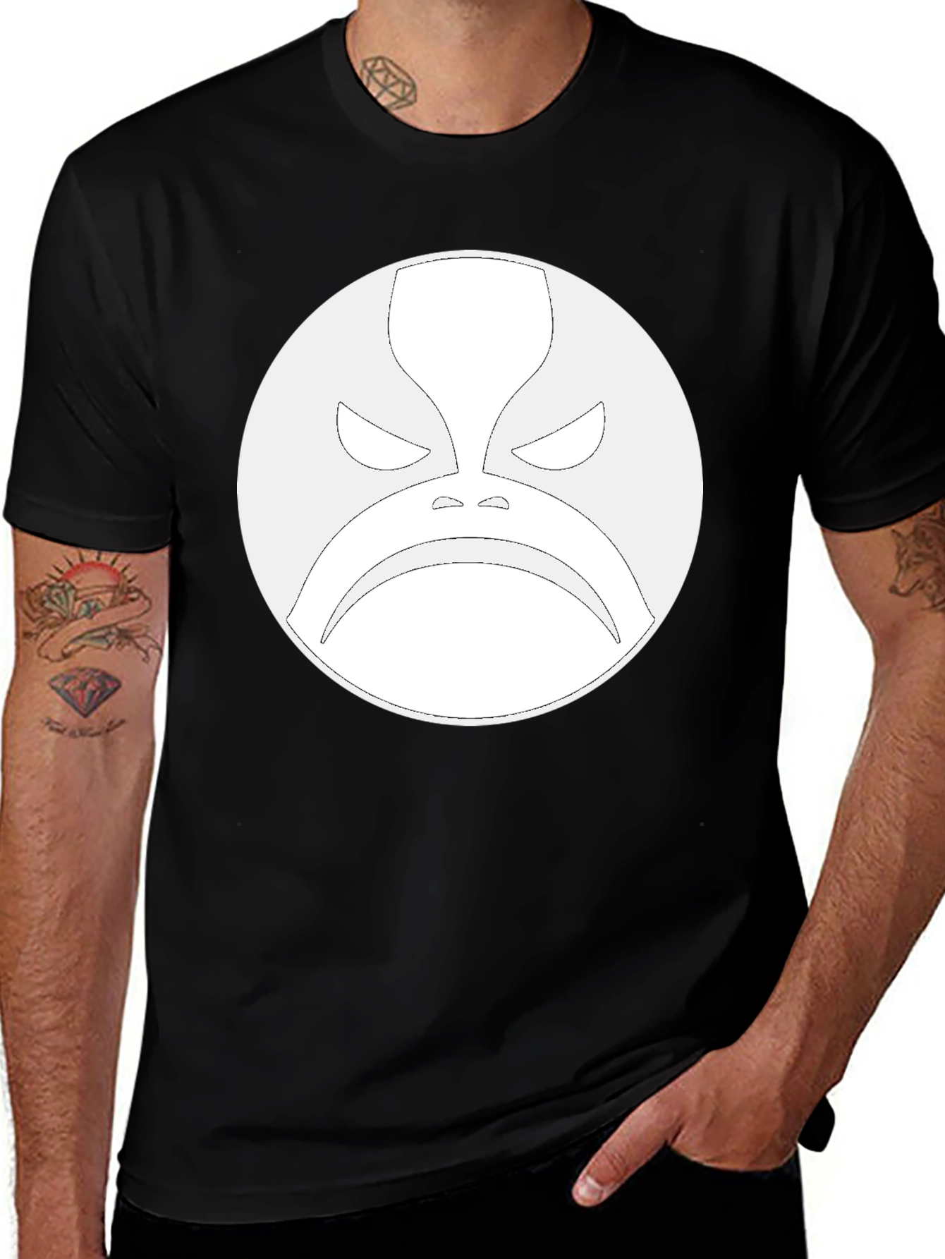 Grumpy Face Graphic Black Tee