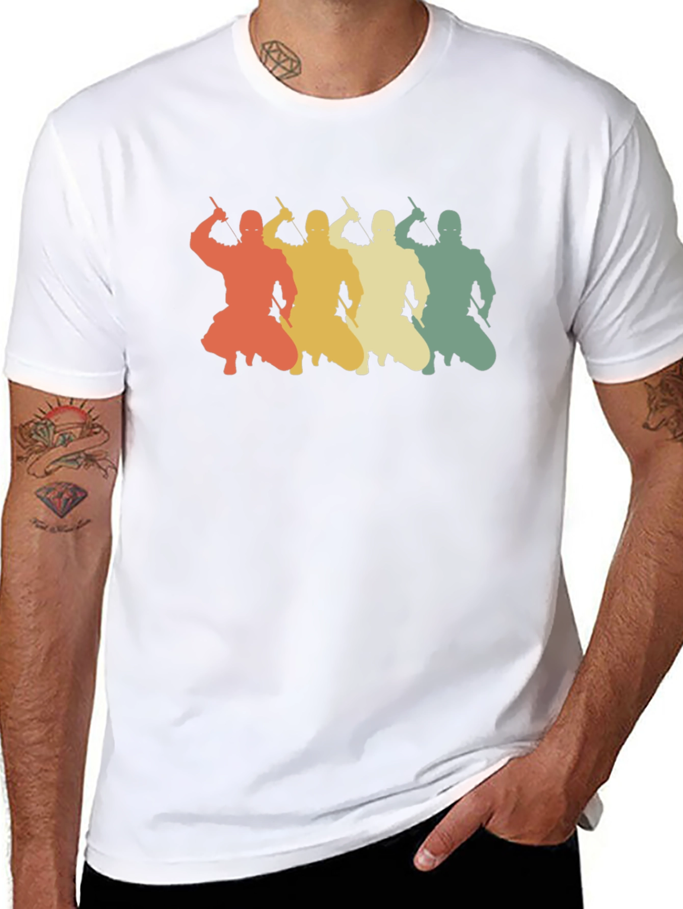 Retro Ninja Silhouette Graphic T-Shirt