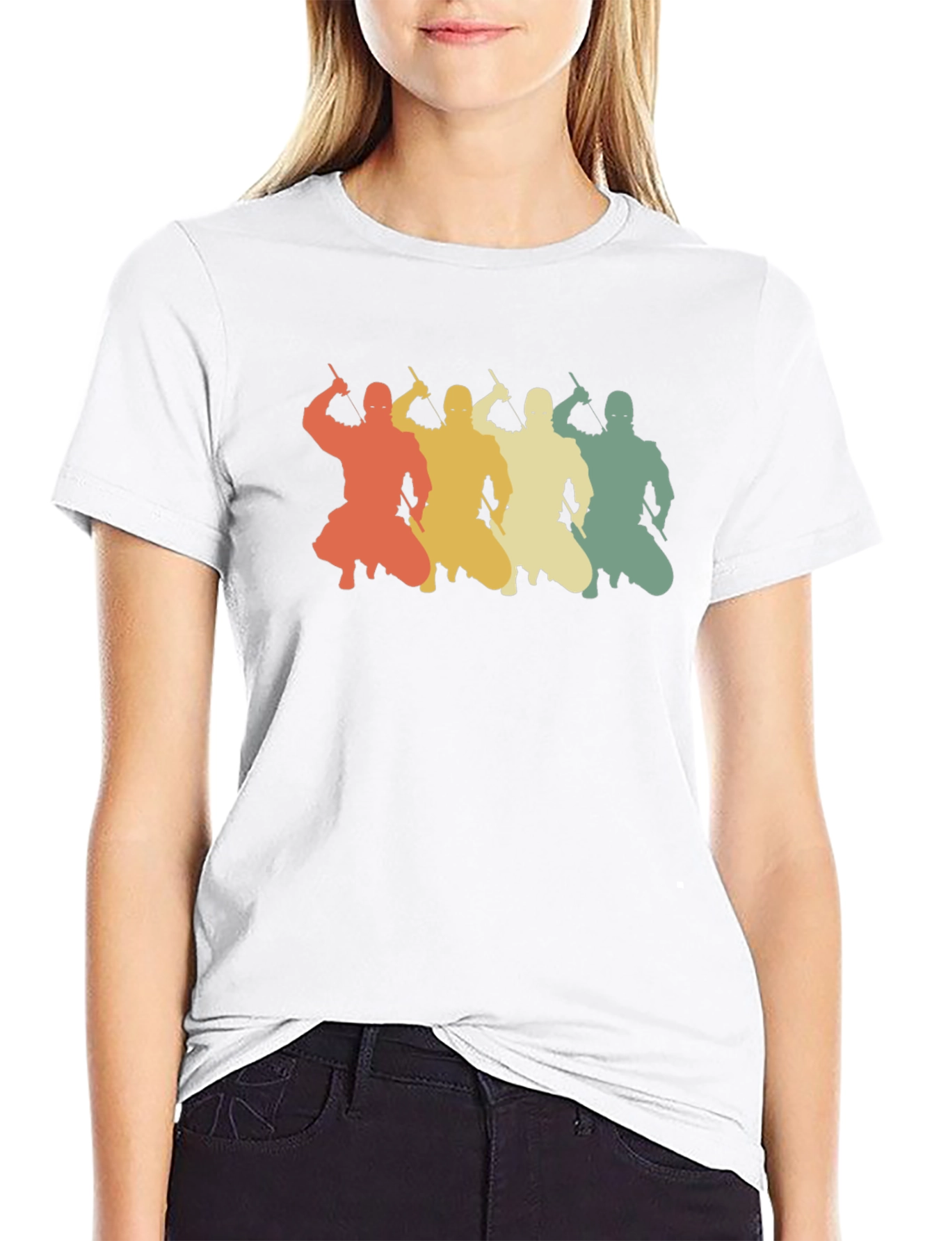 Retro Ninja Silhouette Graphic T-Shirt