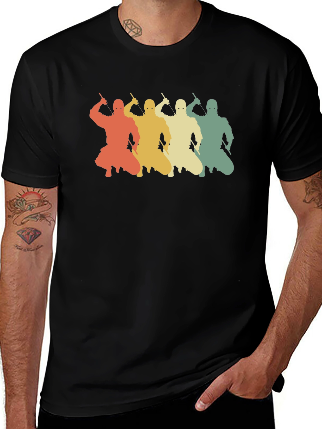 Retro Ninja Silhouette Graphic T-Shirt
