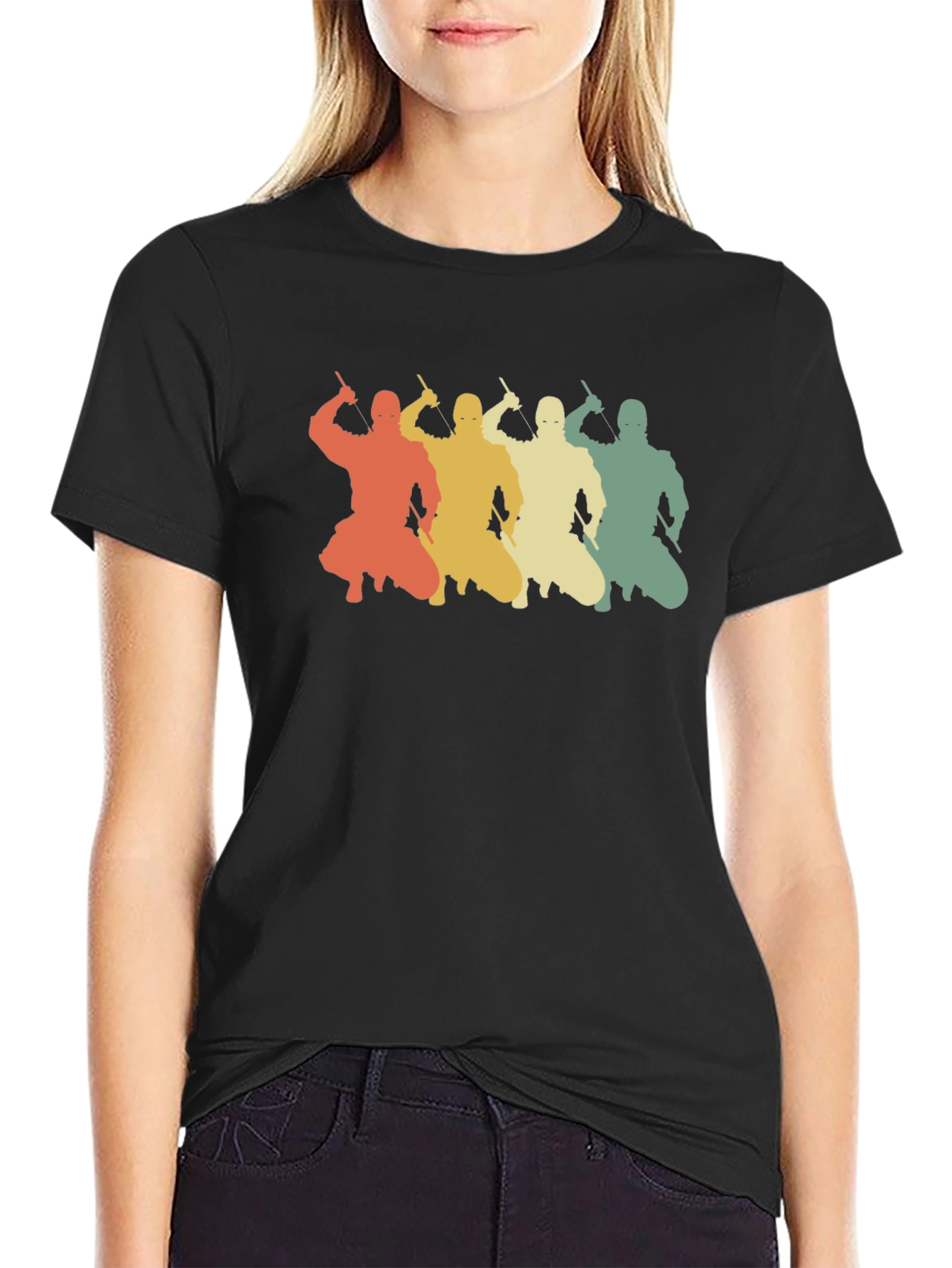 Retro Ninja Silhouette Graphic T-Shirt