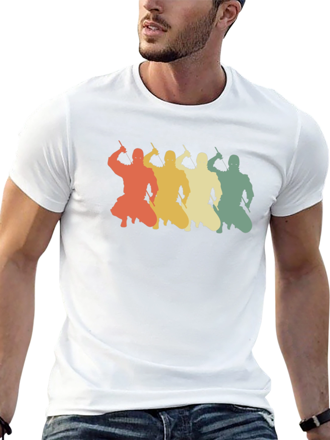 Retro Ninja Silhouette Graphic T-Shirt