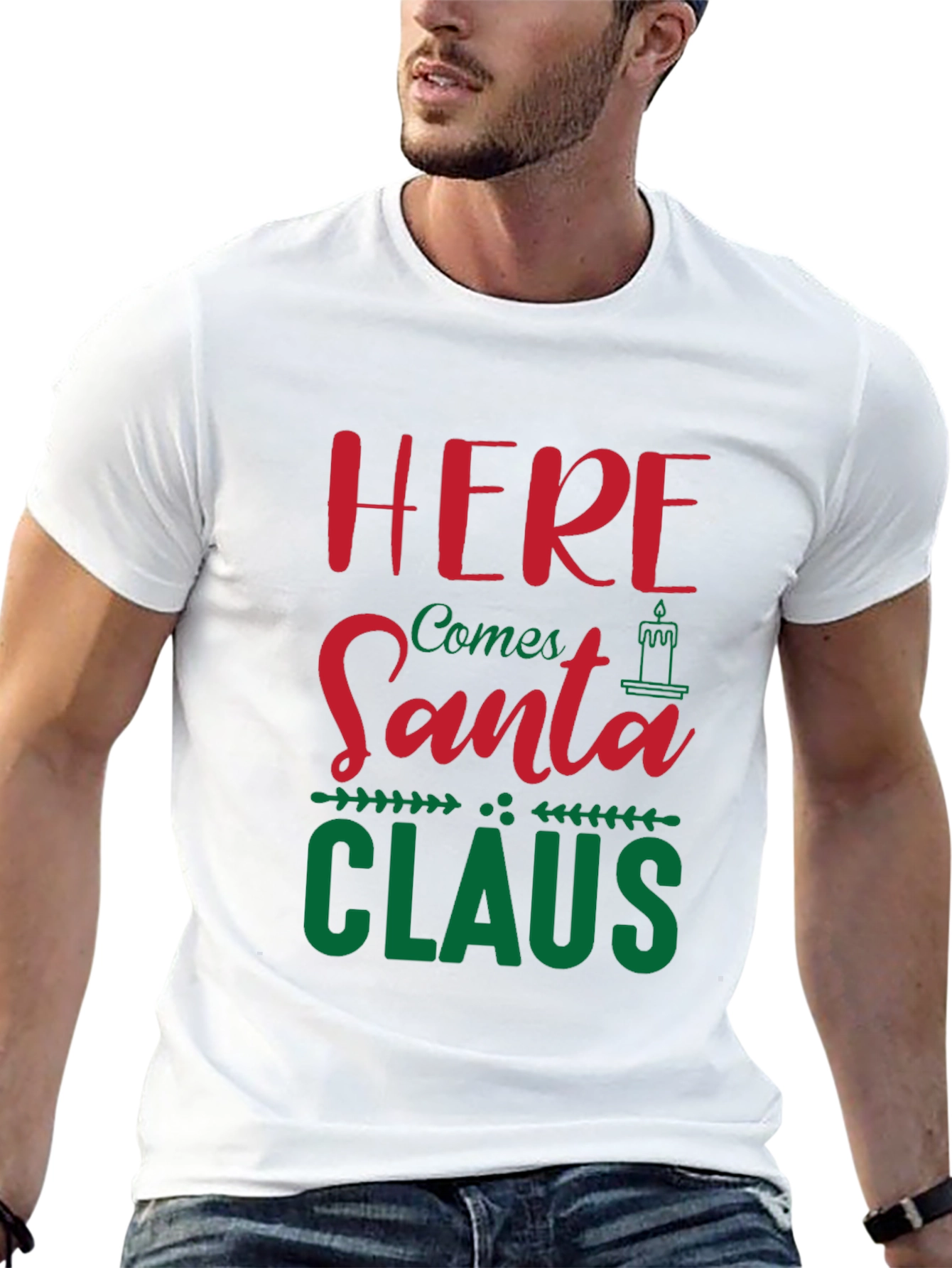 Festive Here Comes Santa Claus Graphic Tee