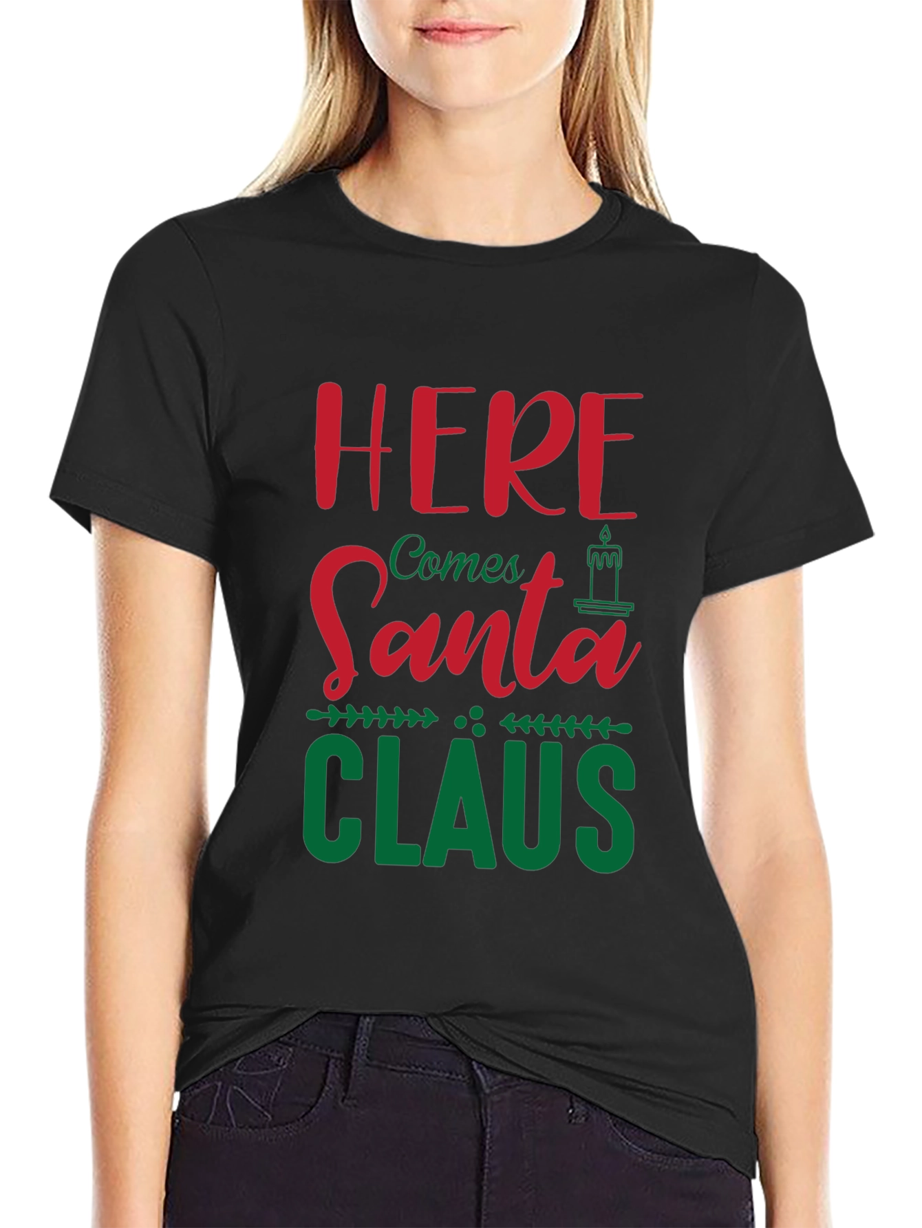 Festive Here Comes Santa Claus Graphic Tee