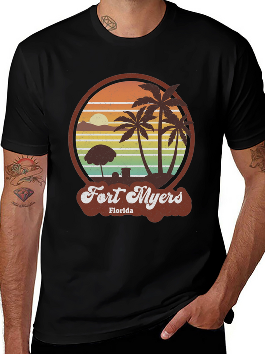 Fort Myers Florida Graphic Tee - Retro Palm Tree Design