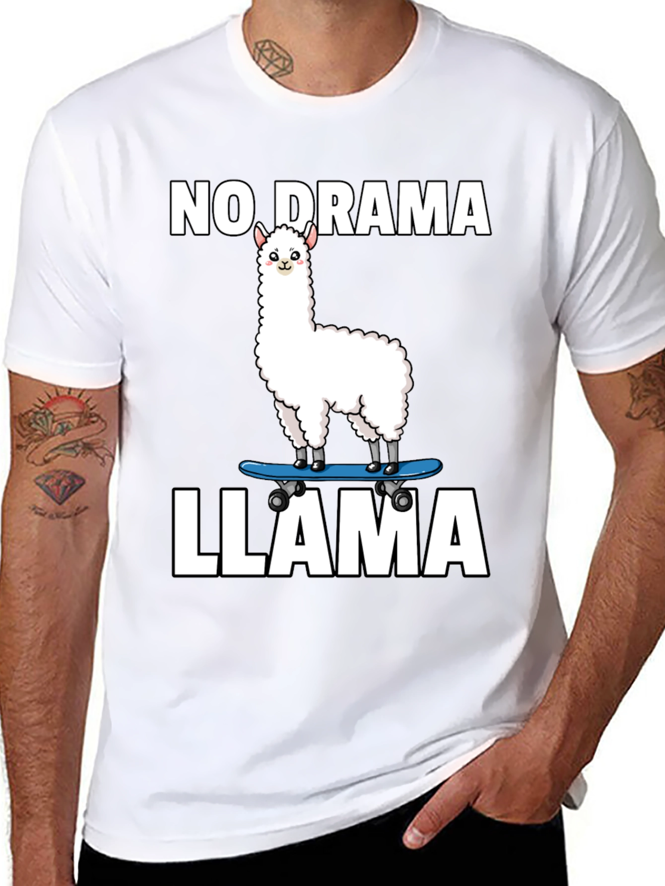No Drama Llama Skateboard T-Shirt