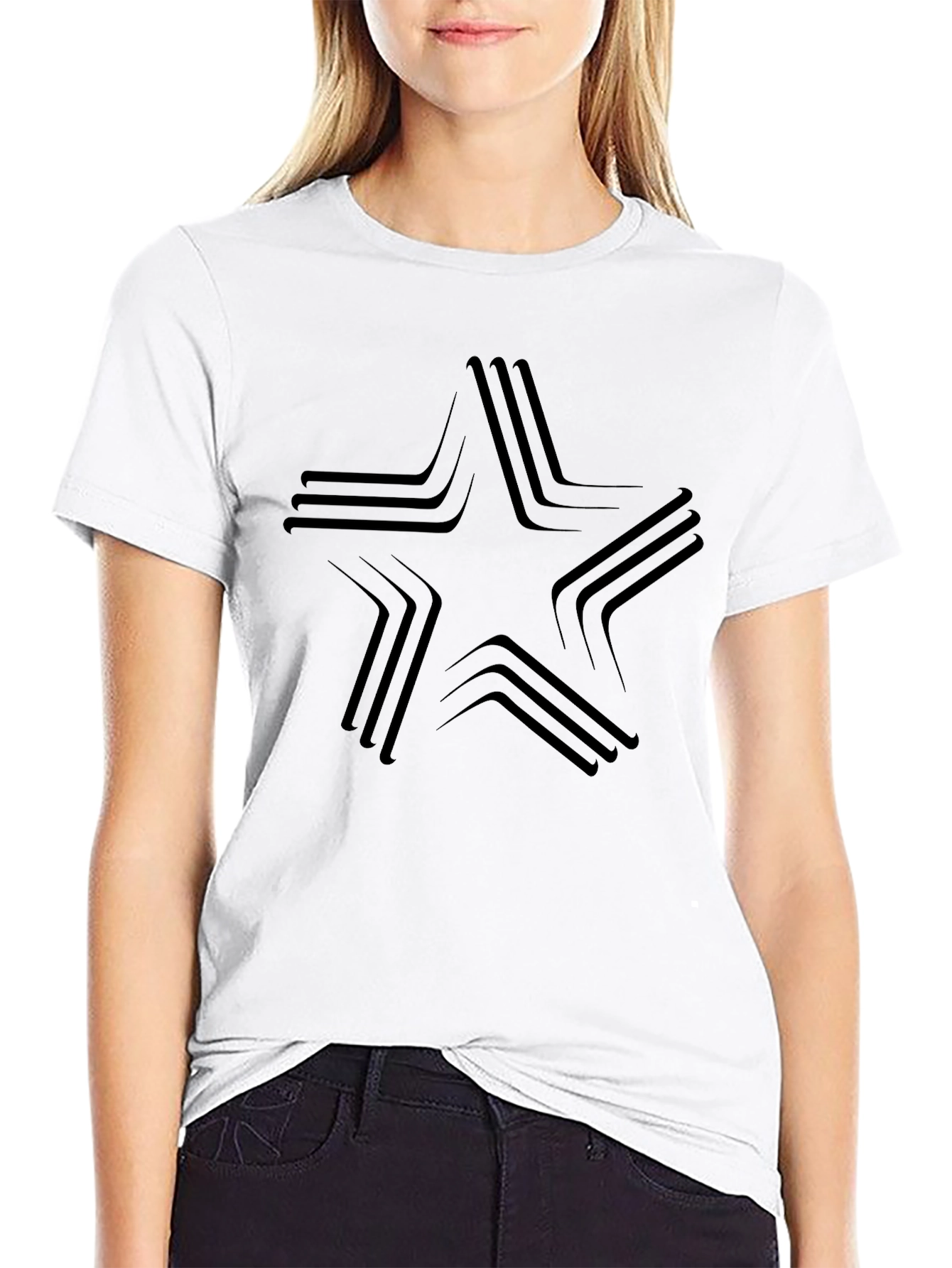 Modern Star Graphic Black T-Shirt