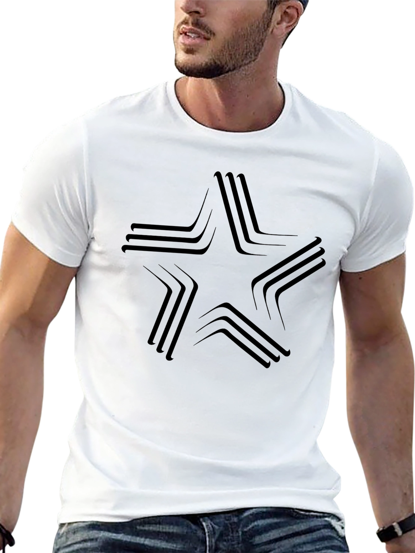 Modern Star Graphic Black T-Shirt