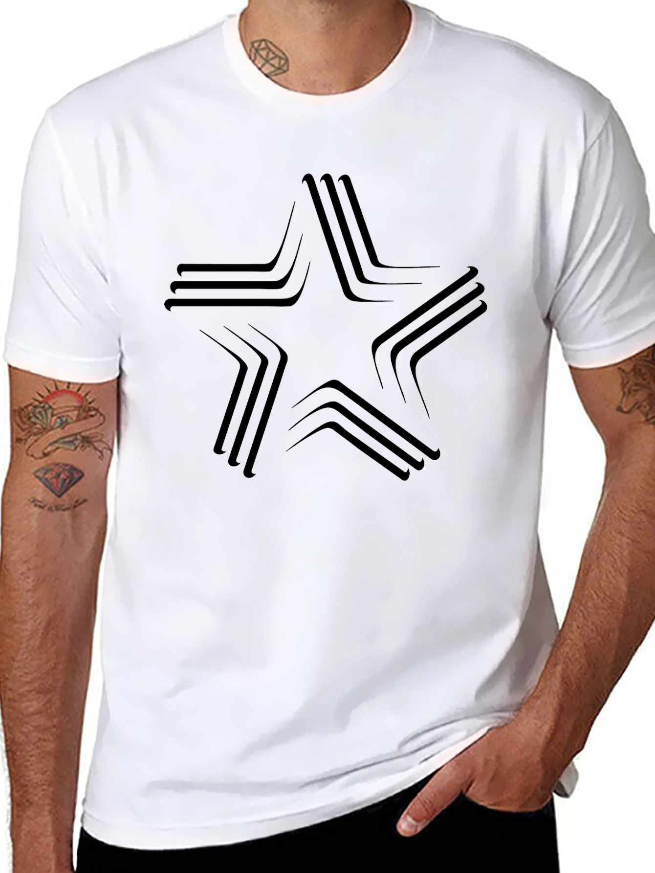 Modern Star Graphic Black T-Shirt