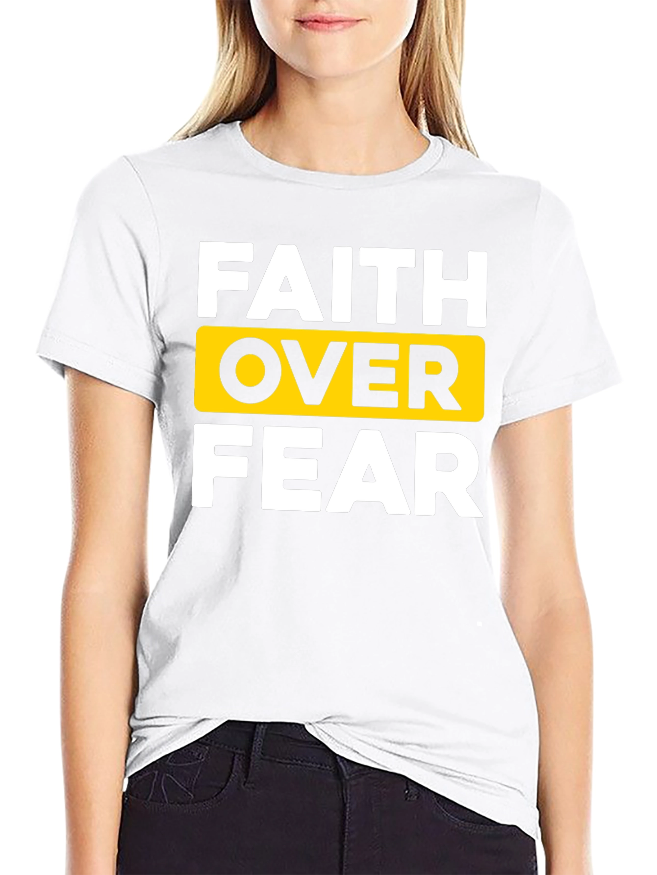 Faith Over Fear Black T-Shirt - Inspirational Design