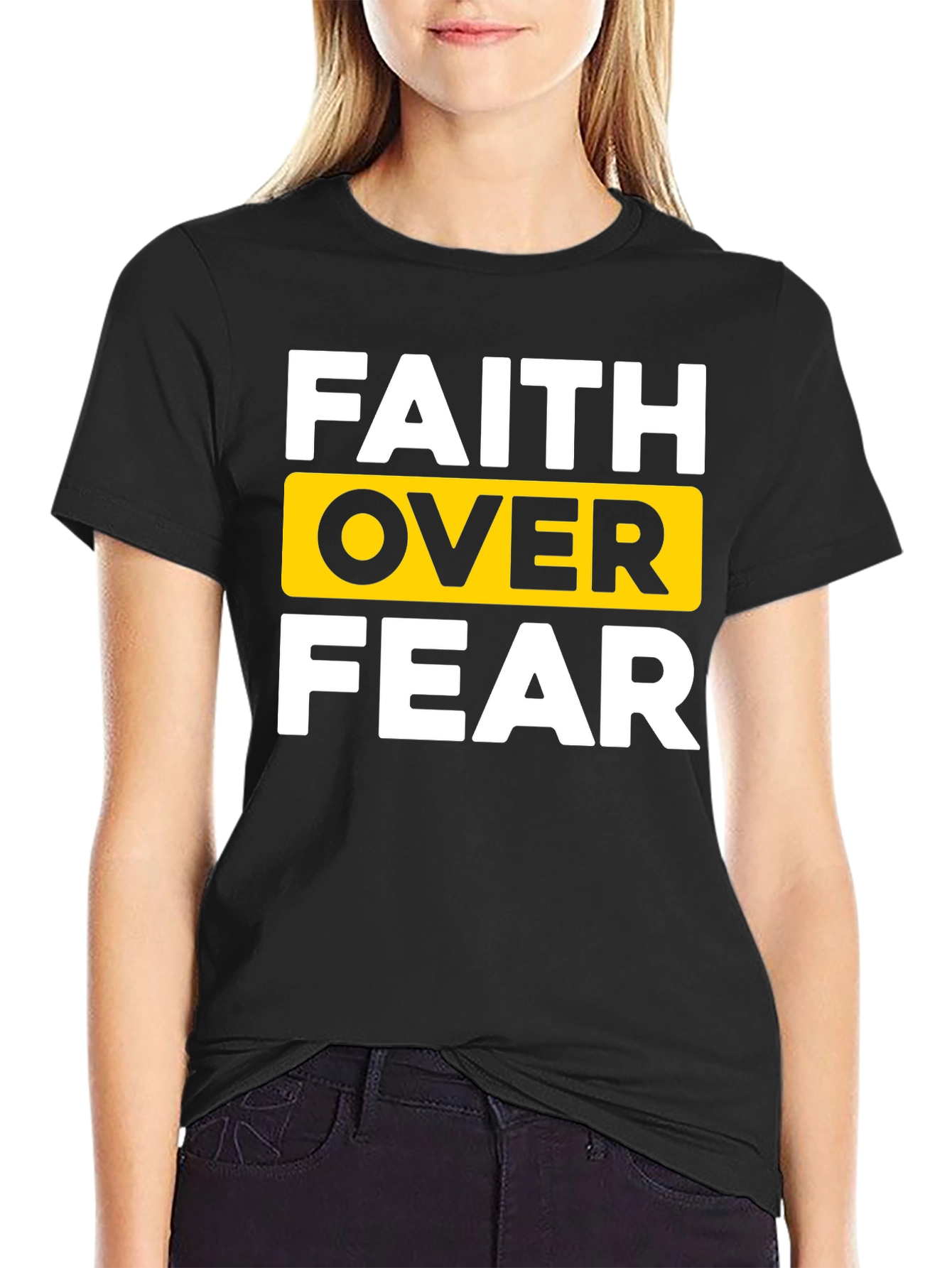 Faith Over Fear Black T-Shirt - Inspirational Design