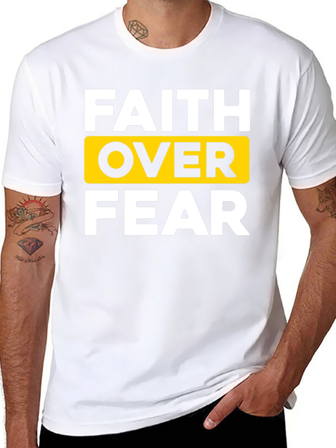 Faith Over Fear Black T-Shirt - Inspirational Design