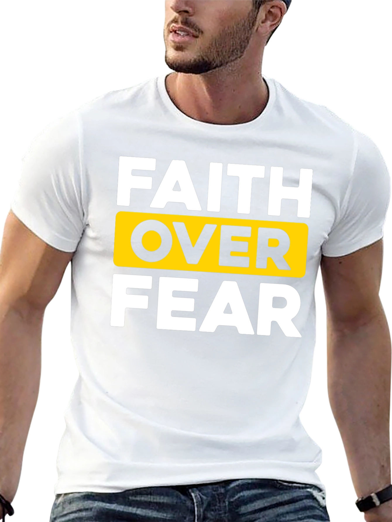 Faith Over Fear Black T-Shirt - Inspirational Design