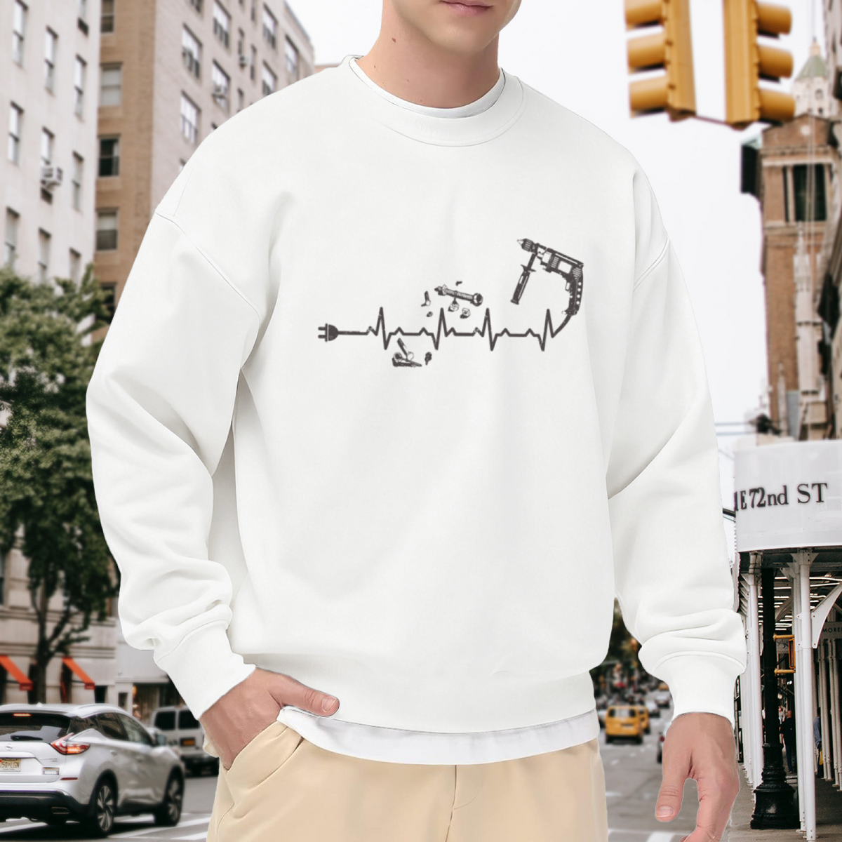 Heartbeat EKG Heart Line Graphic ԲÁìÎÀÒÂ - Unique Design Pullover Sweatshirt