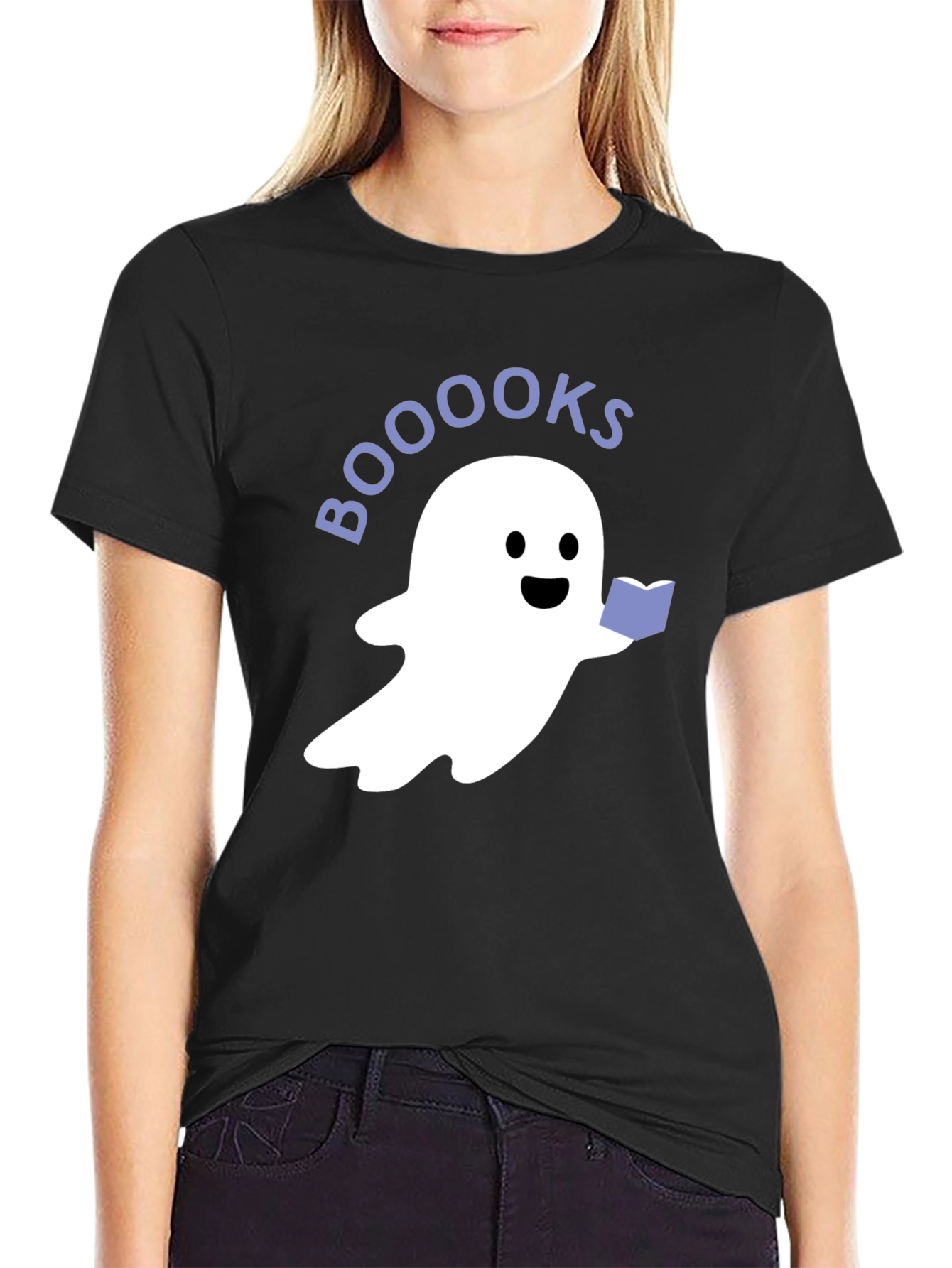 Booooks Ghost Graphic Tee - Halloween Reading Shirt