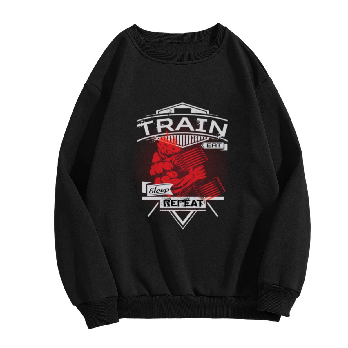 TRAIN EAT SLEEP REPEAT - Fitness Gym Motivation Graphic ԲÁìÎÀÒÂ | Unisex Pullover Sweatshirt
