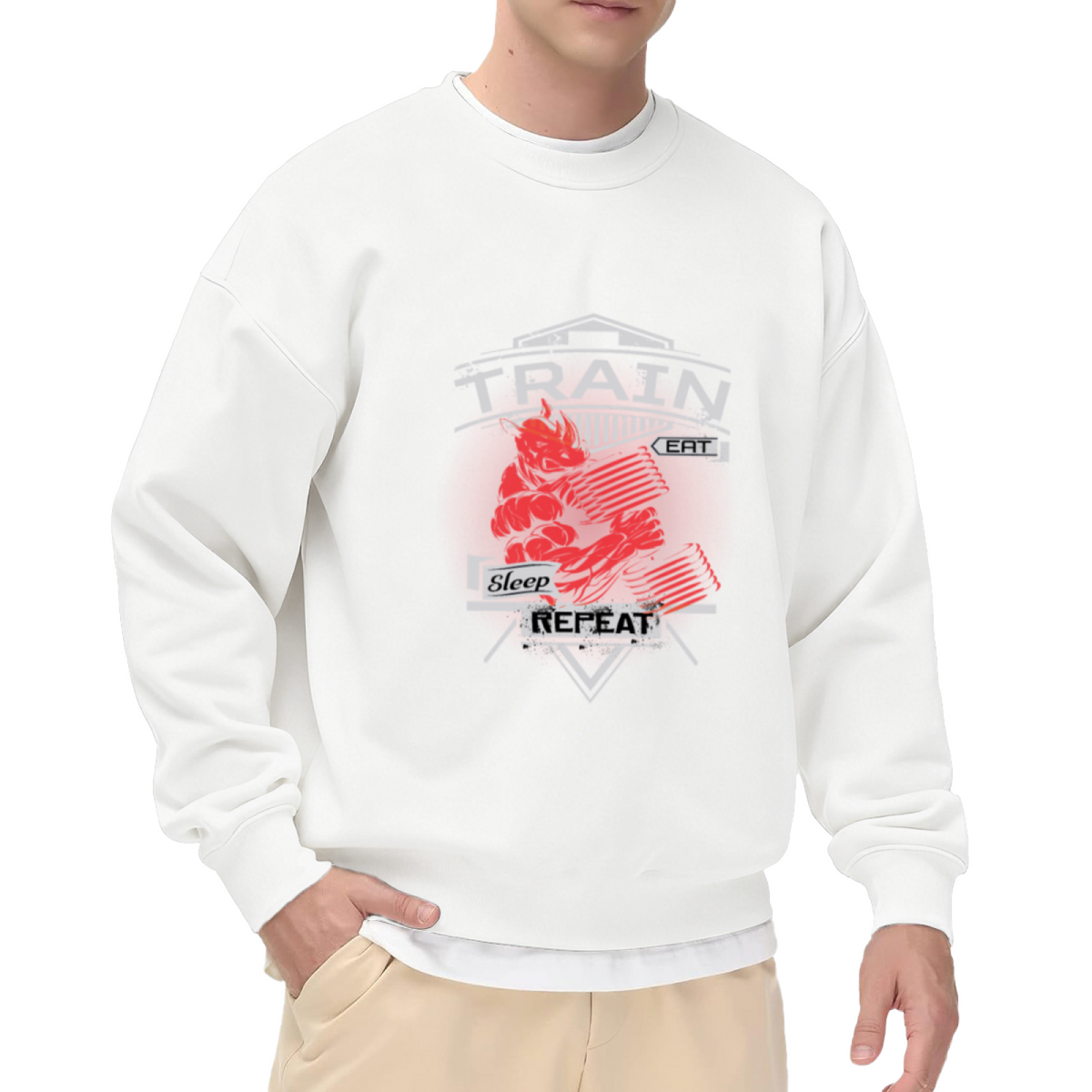 TRAIN EAT SLEEP REPEAT - Fitness Gym Motivation Graphic ԲÁìÎÀÒÂ | Unisex Pullover Sweatshirt