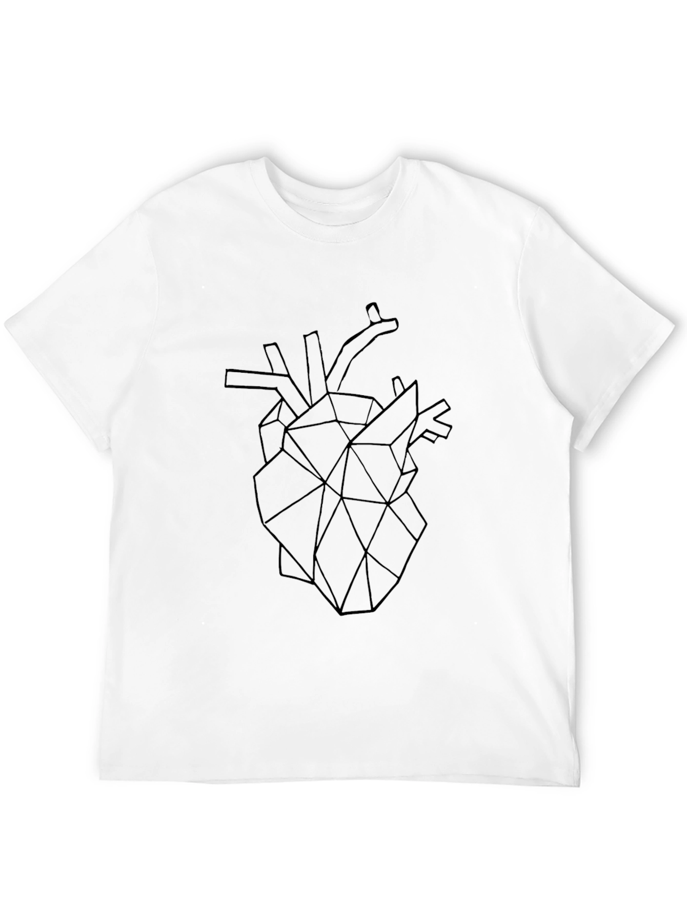 Geometric Heart Graphic Tee - Modern Black T-Shirt