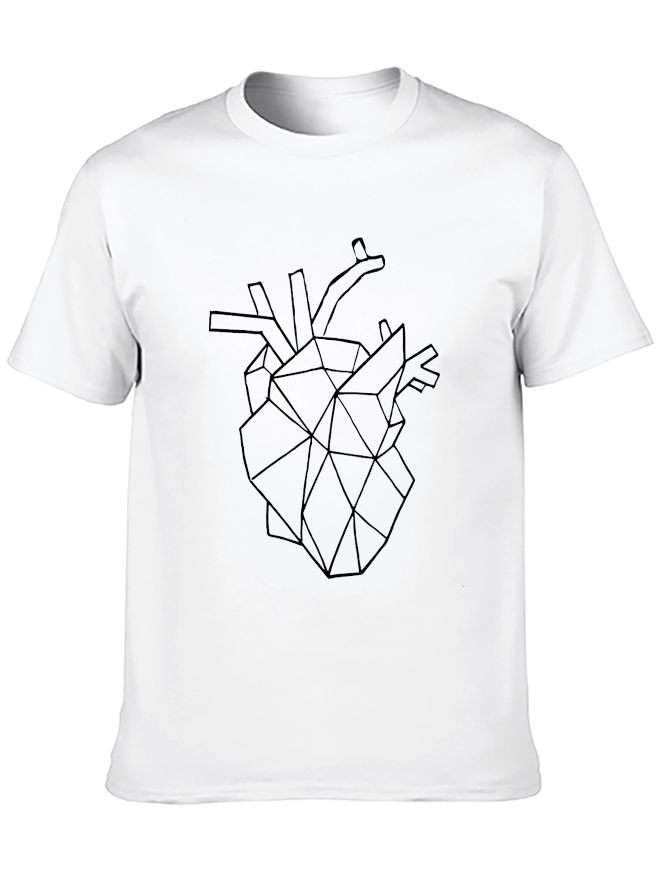 Geometric Heart Graphic Tee - Modern Black T-Shirt