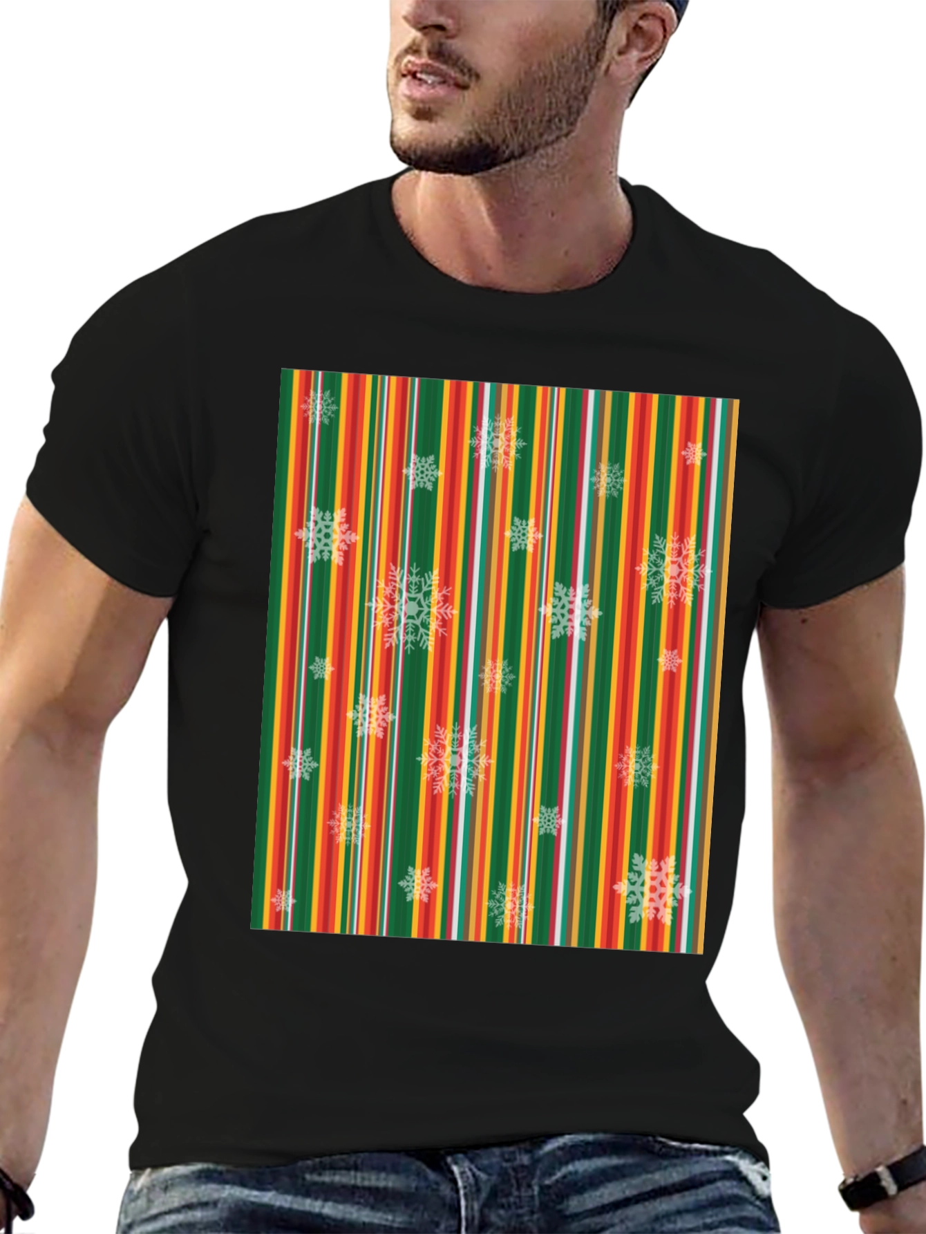 Festive Striped Snowflake T-Shirt