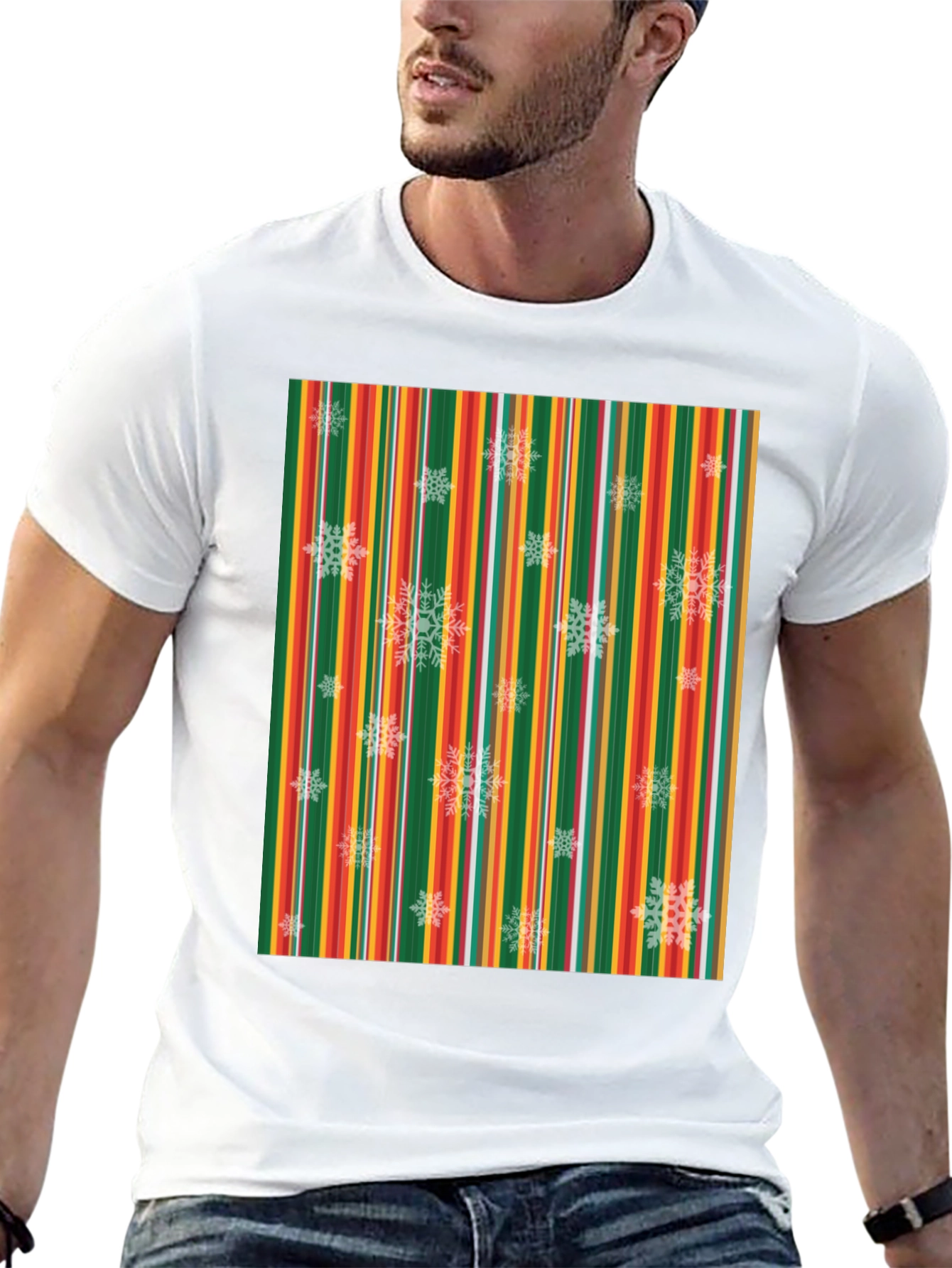 Festive Striped Snowflake T-Shirt