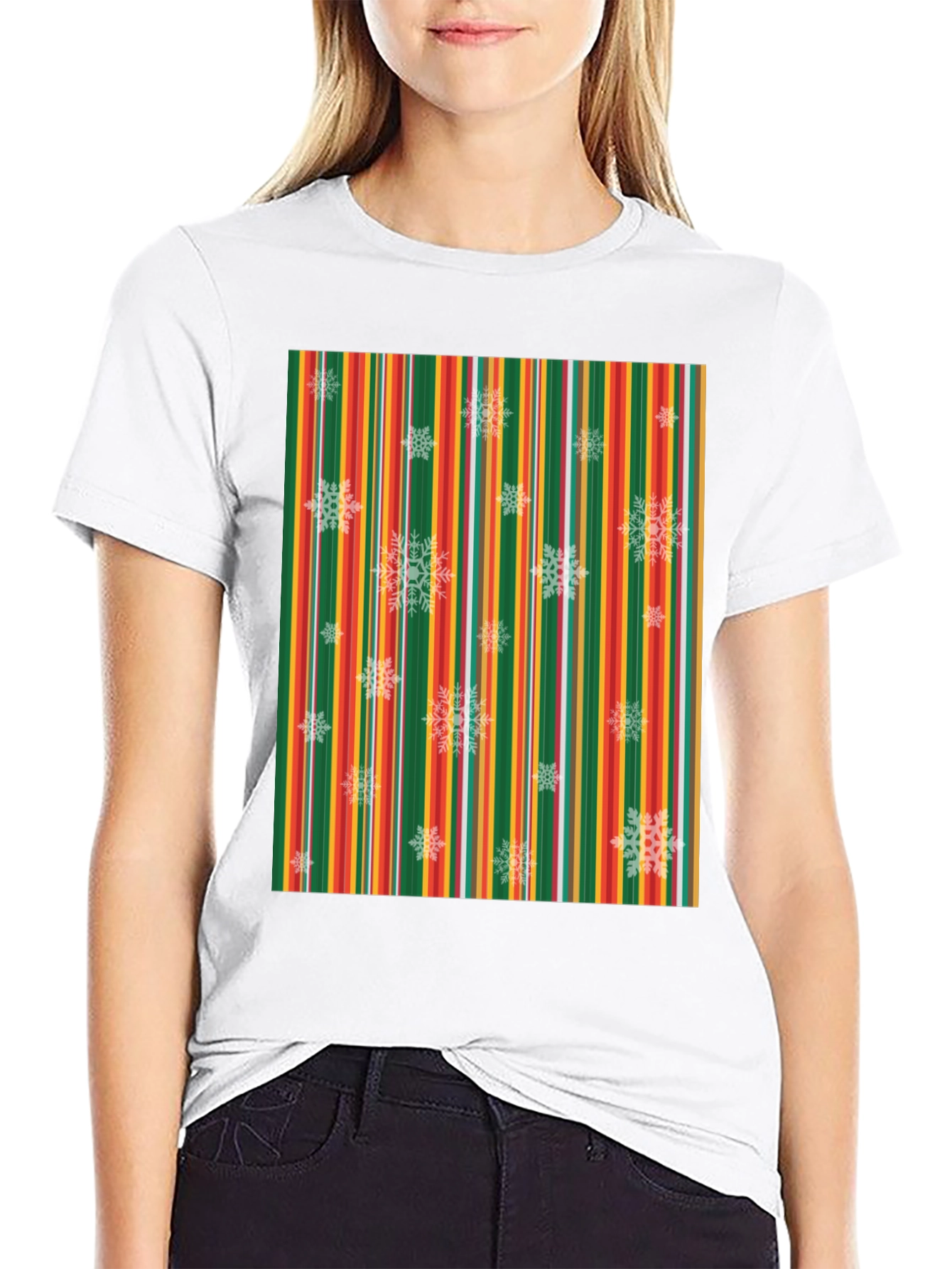 Festive Striped Snowflake T-Shirt