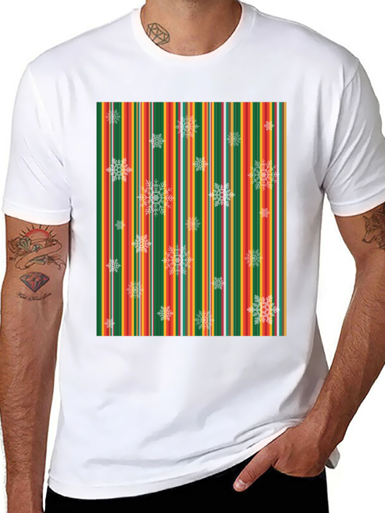 Festive Striped Snowflake T-Shirt