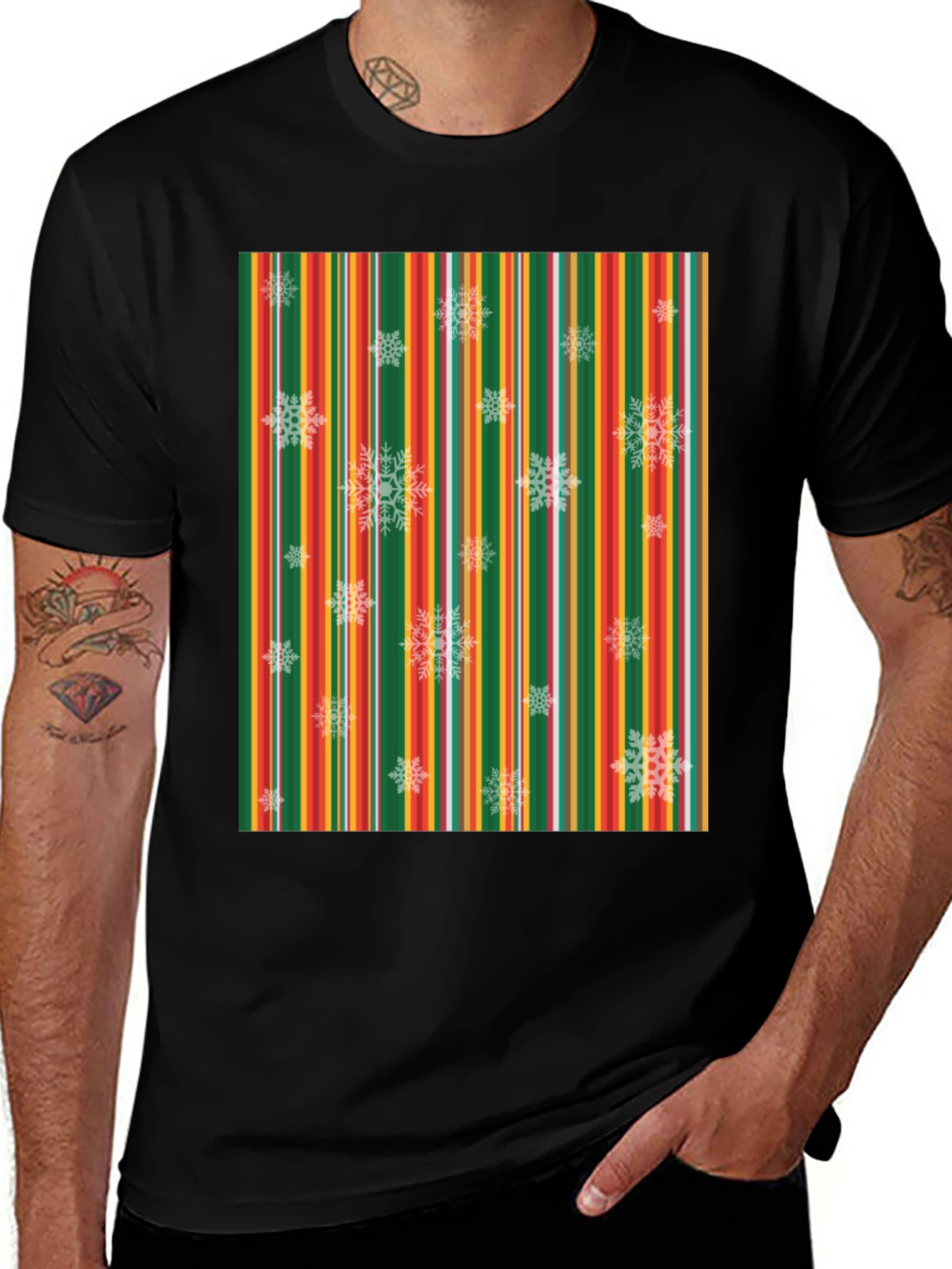 Festive Striped Snowflake T-Shirt